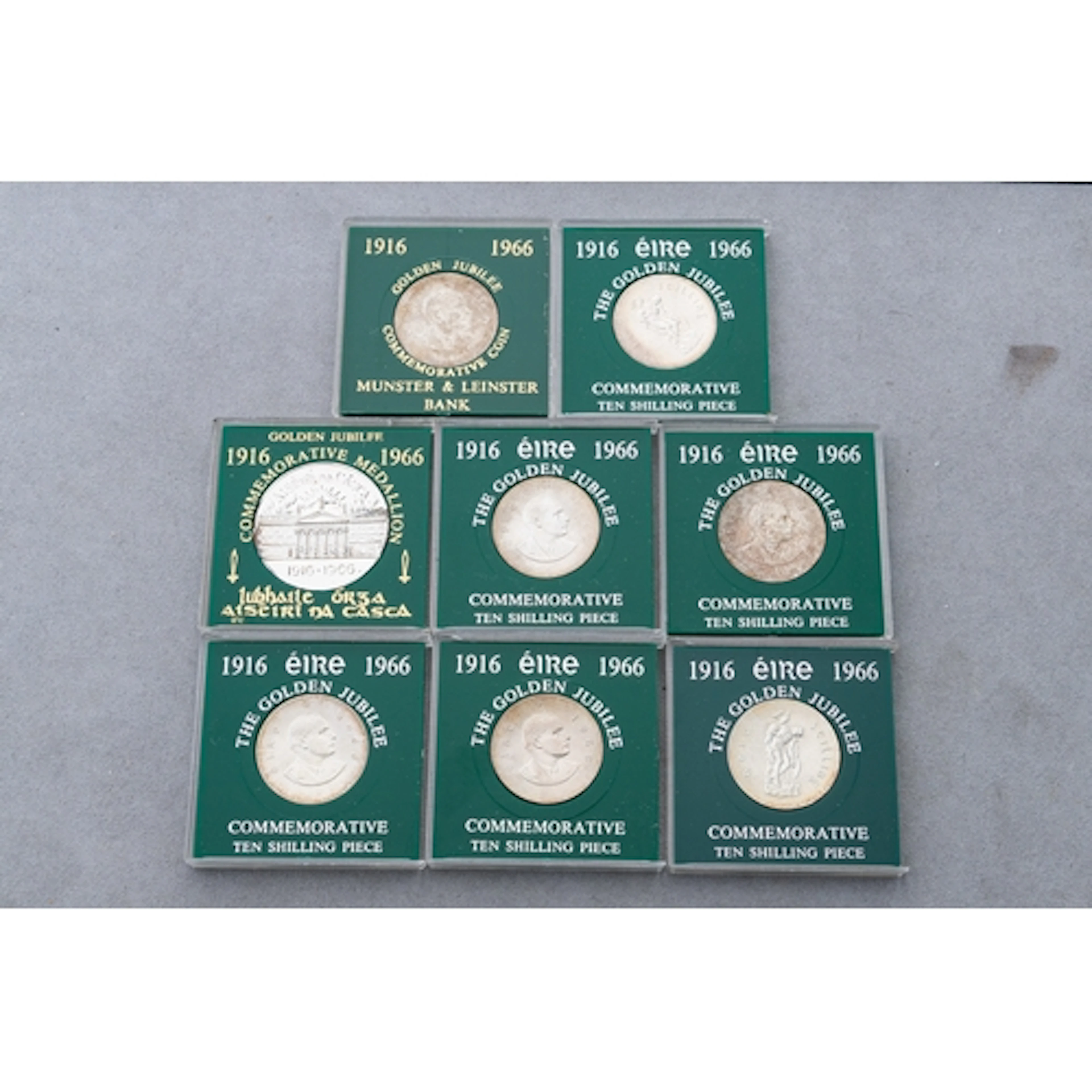 7 X 1966 IRISH PEARSE 10/- COINS, with new square "Jubilee" ...