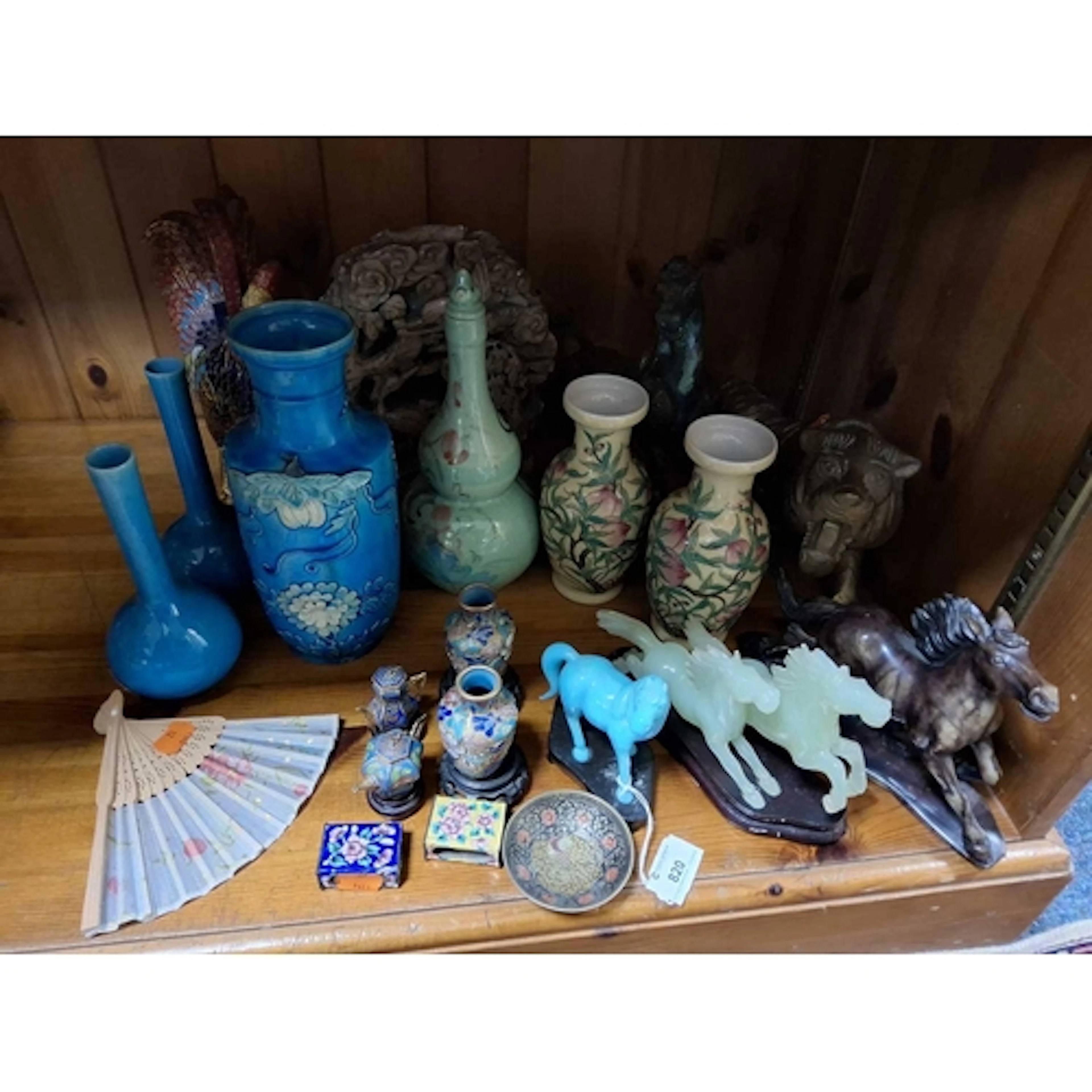 A COLLECTION OF ORIENTAL ITEMS, to include a turquoise glaze...