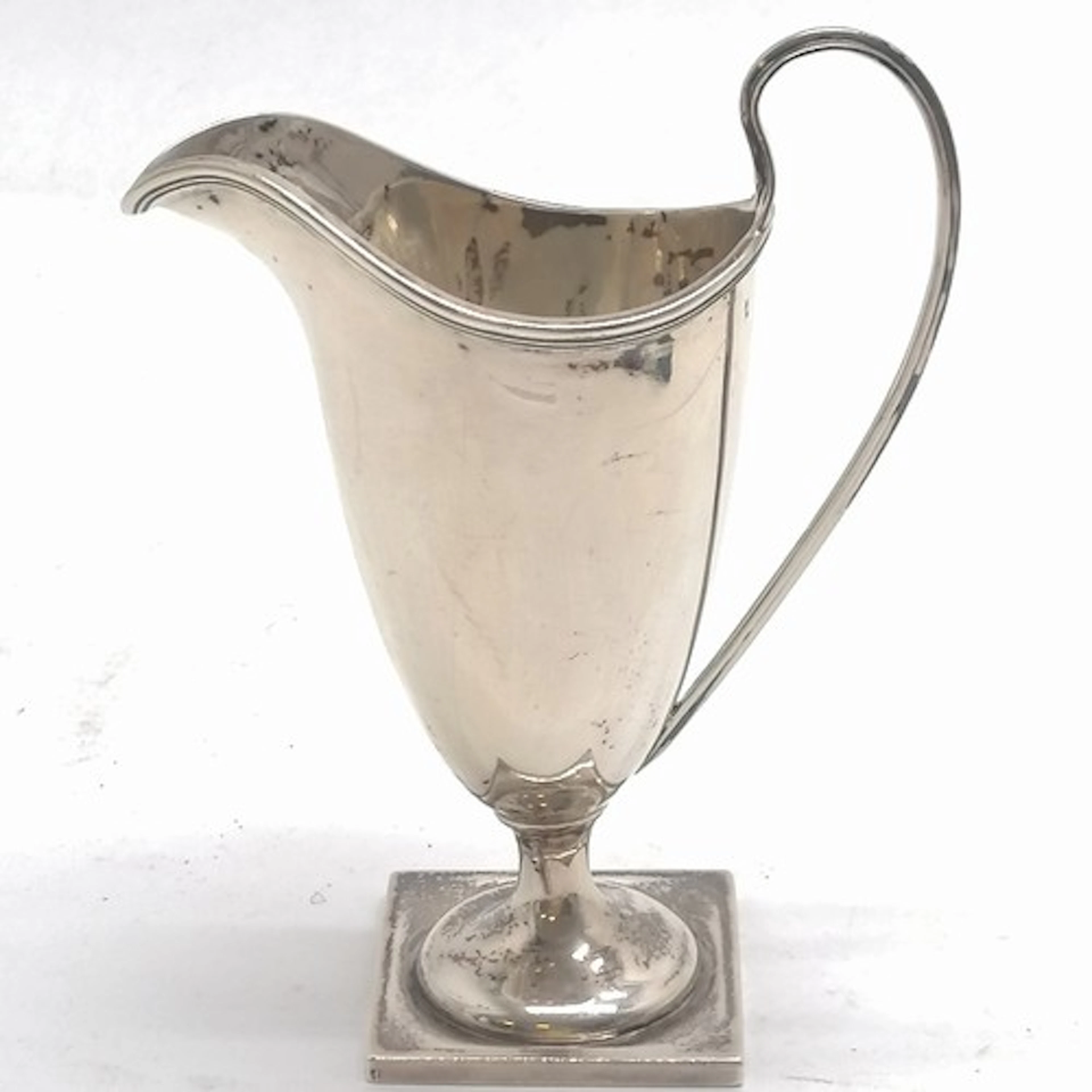 1895 Chester silver helmet shaped cream jug on squared base ...