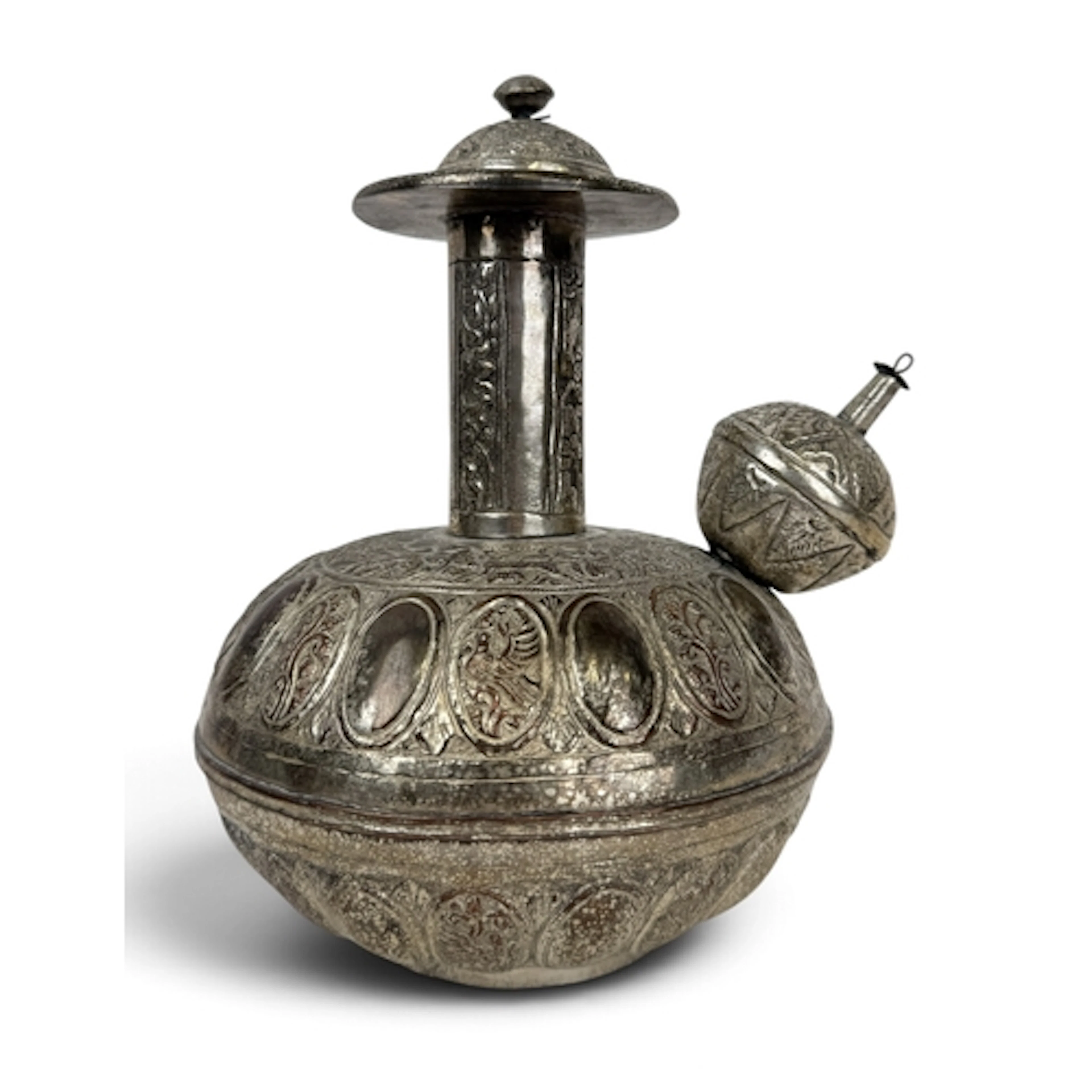 A MALAY ISLAMIC WHITE METAL WATER VESSEL, CIRCA 1920 24cm H ...