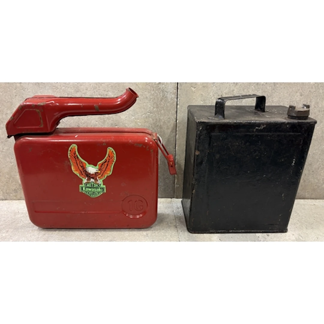 A vintage Kawasaki Motorcycles one gallon fuel can together ...