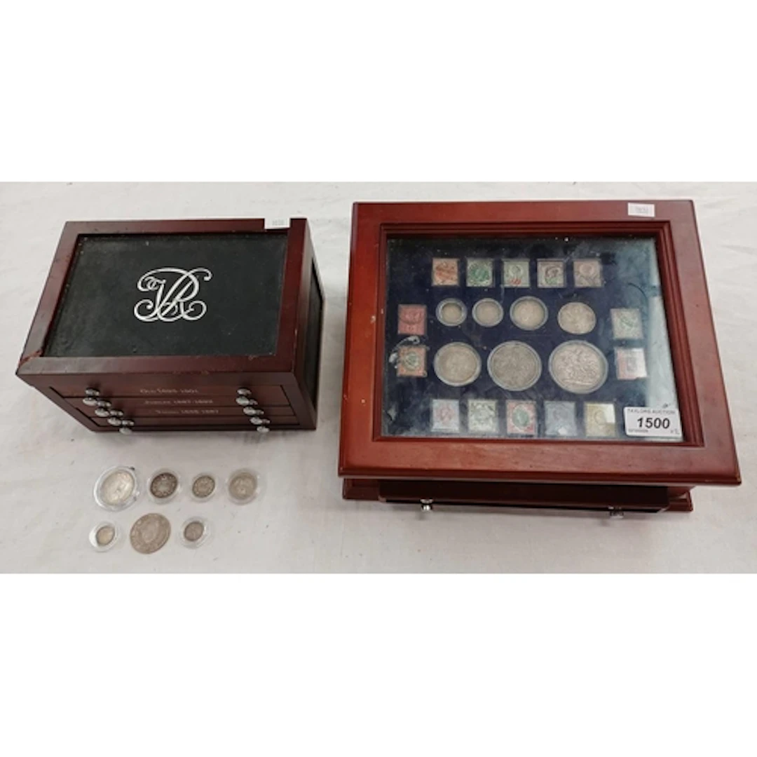 DANBURY MINT QUEEN VICTORIA JUBILEE COIN AND STAMP SET, IN D...