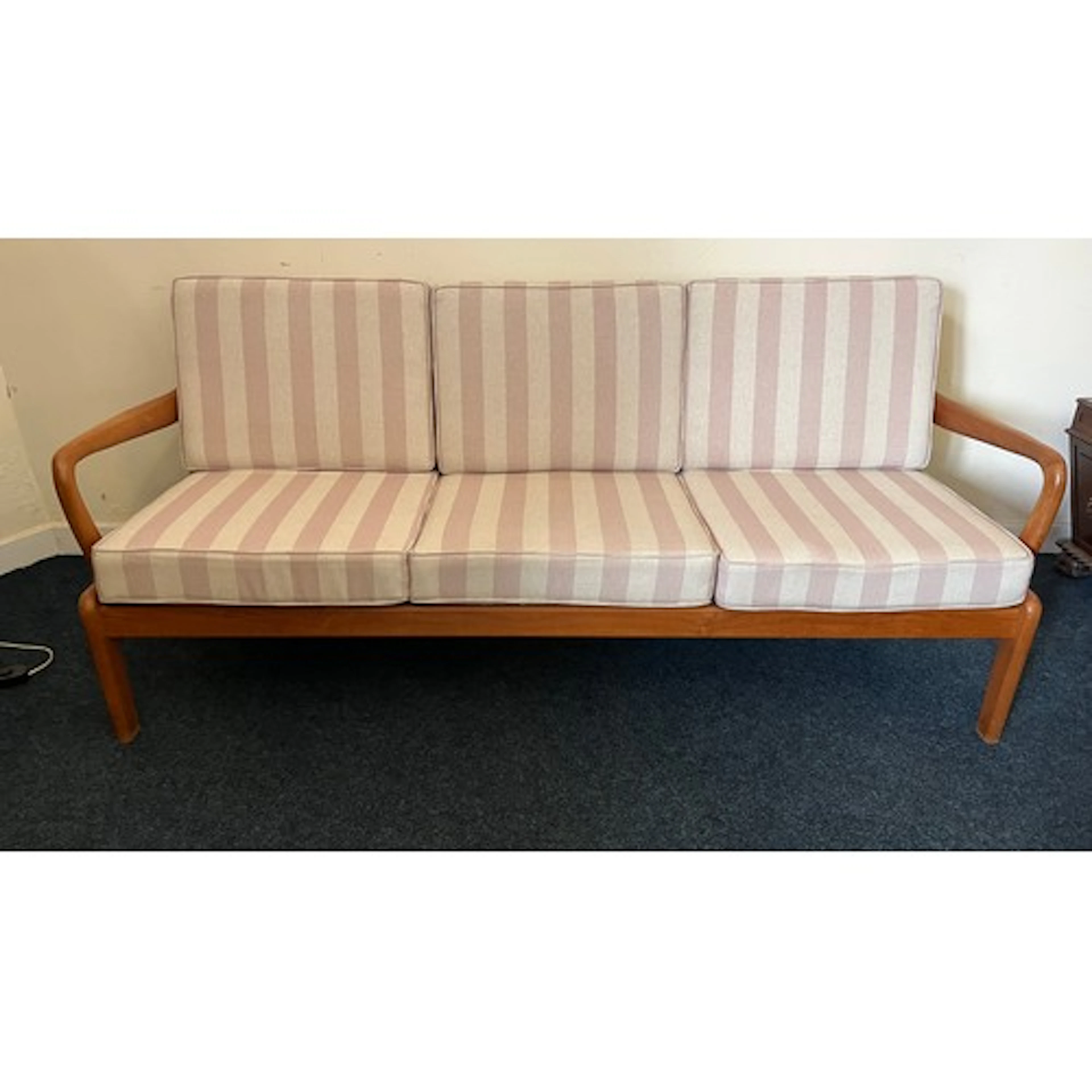 Danish lounge sofa by L Olsen and Sons in Cherry wood. Dimen...