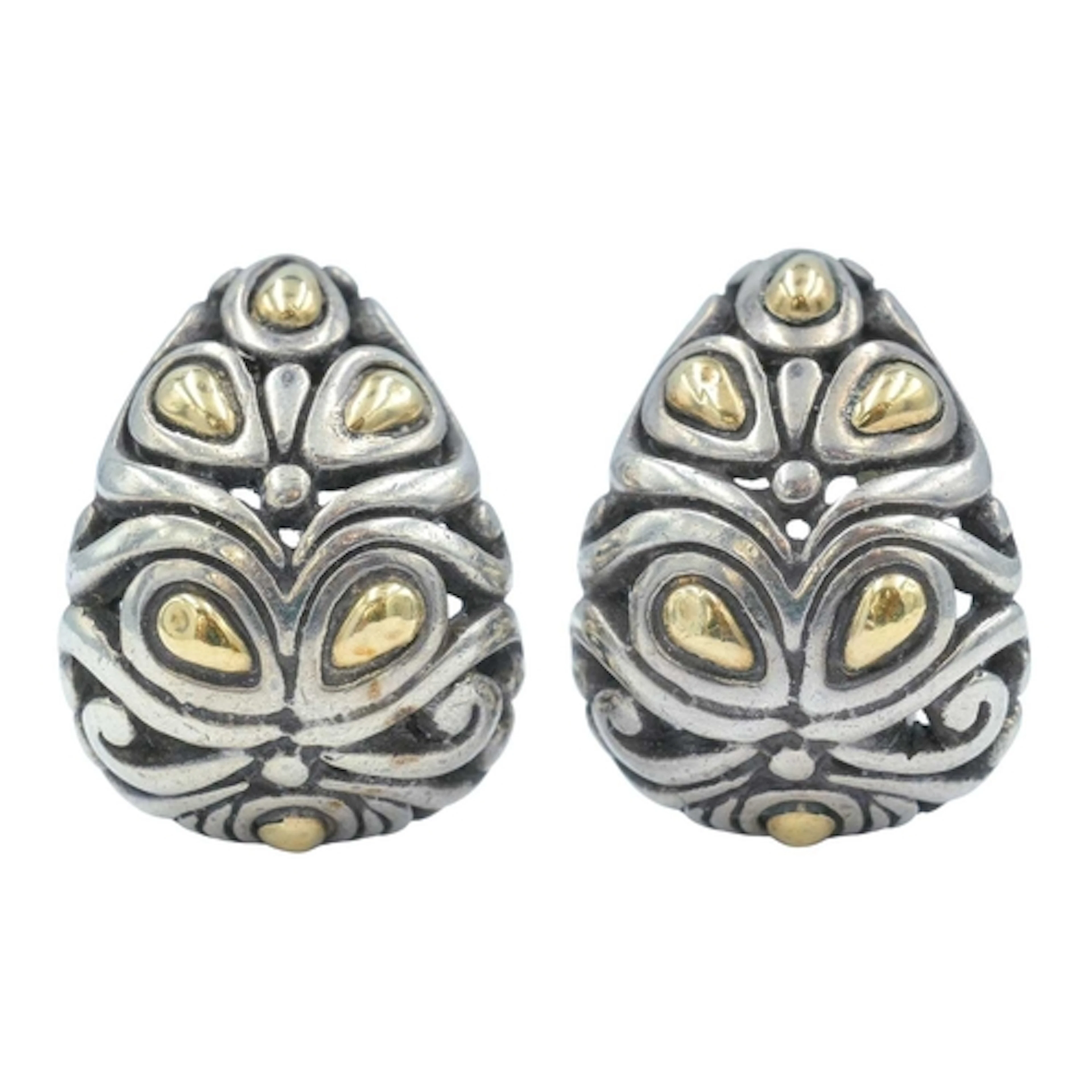 JOHN HARDY - A pair of 925 silver and 18k clip earrings, wit...
