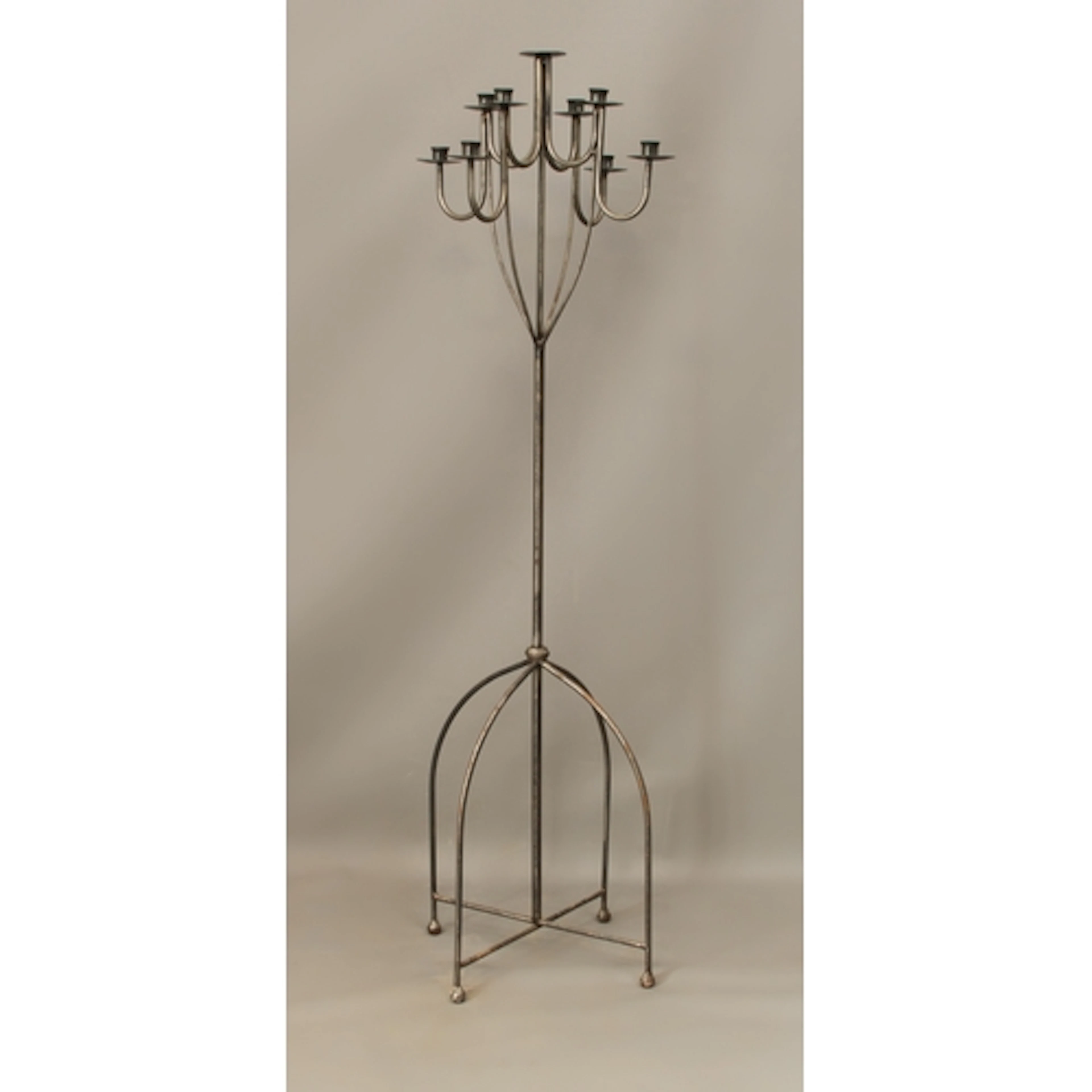 A modern steel floorstanding candelabra - with eight lights,...