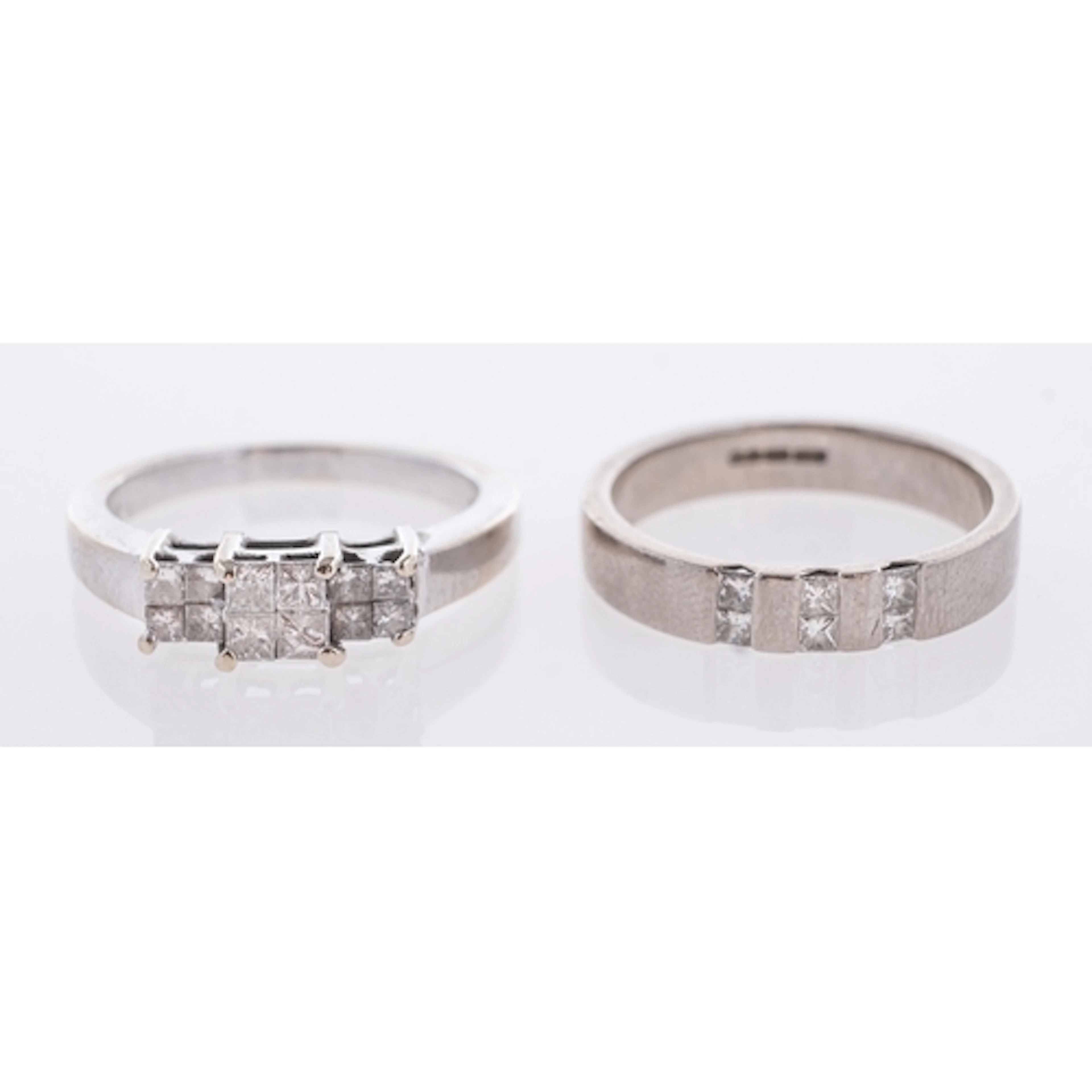 A 18ct white gold diamond engagement ring and diamond set ba...