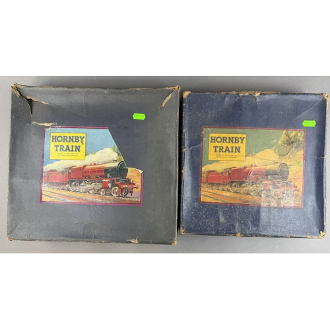 Toys: a boxed Hornby tinplate clockwork 'O' gauge M0 goods t...