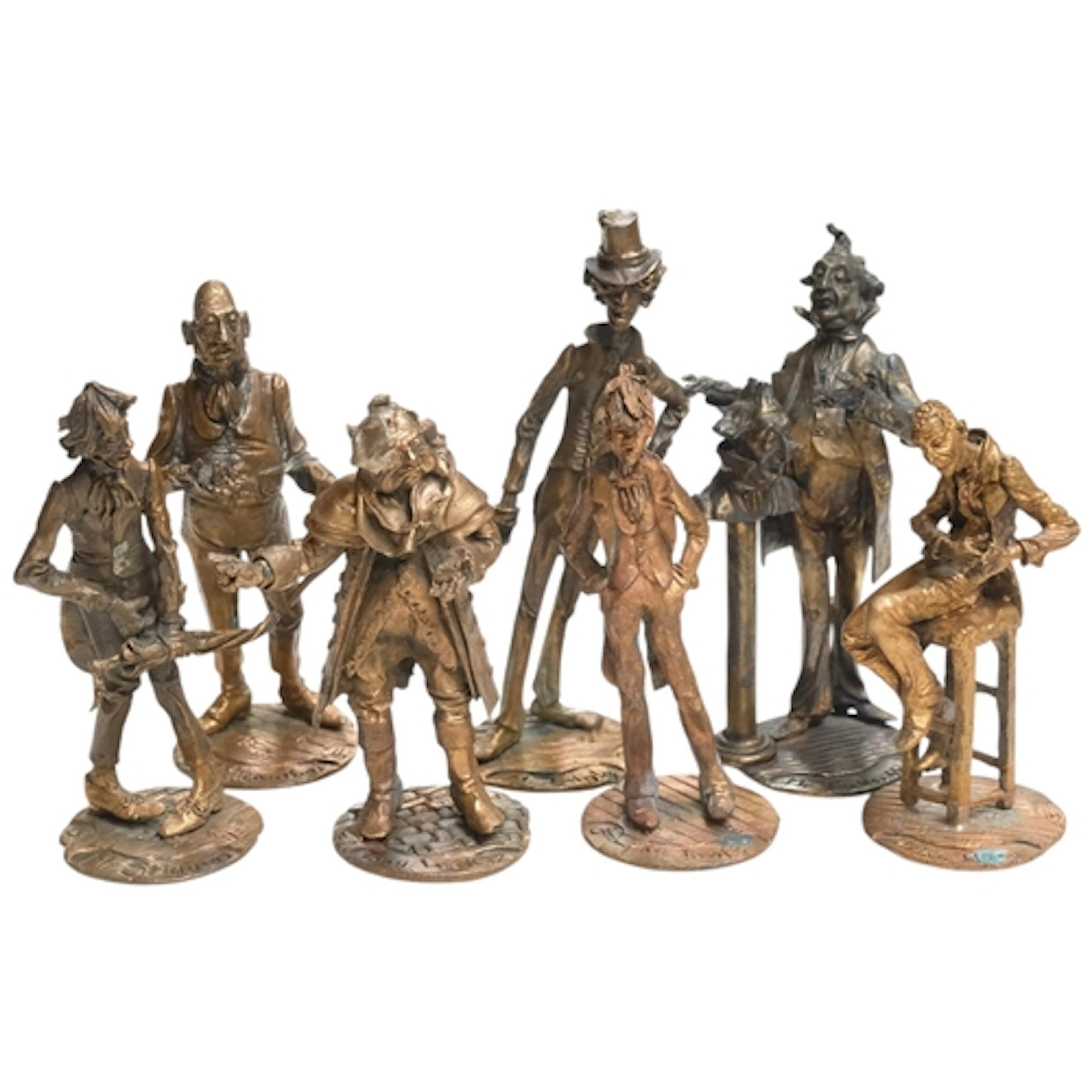 7 various bronze Charles Dickens figures, including Uriah He...