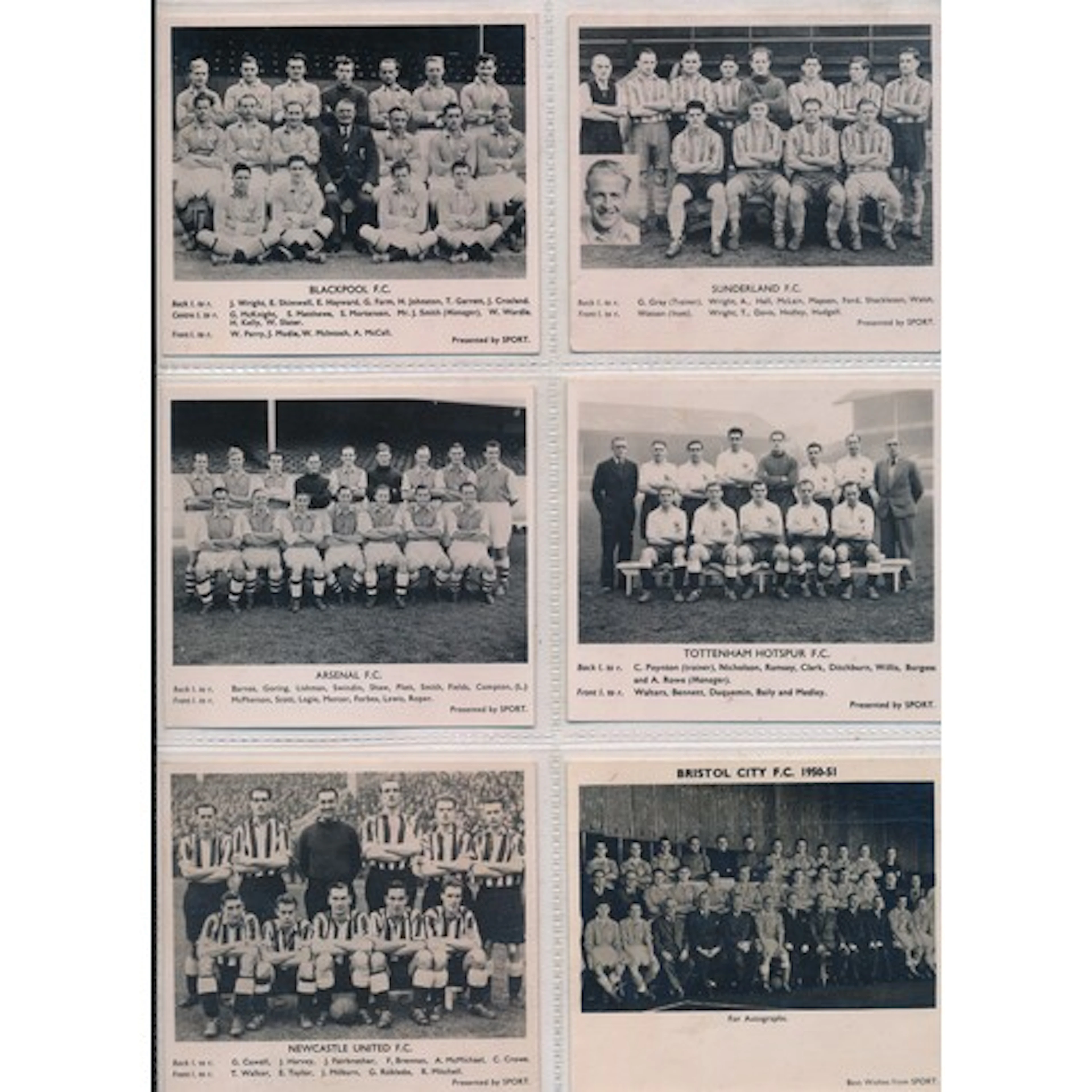 Vintage soccer cards, 1950 rare B/w series of "Sport" magazi...