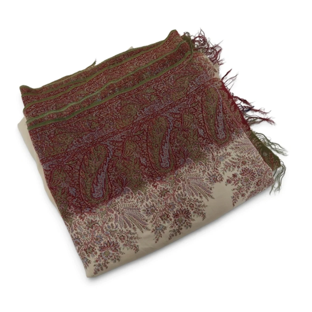 A Paisley shawl with cream central field and border of boteh...