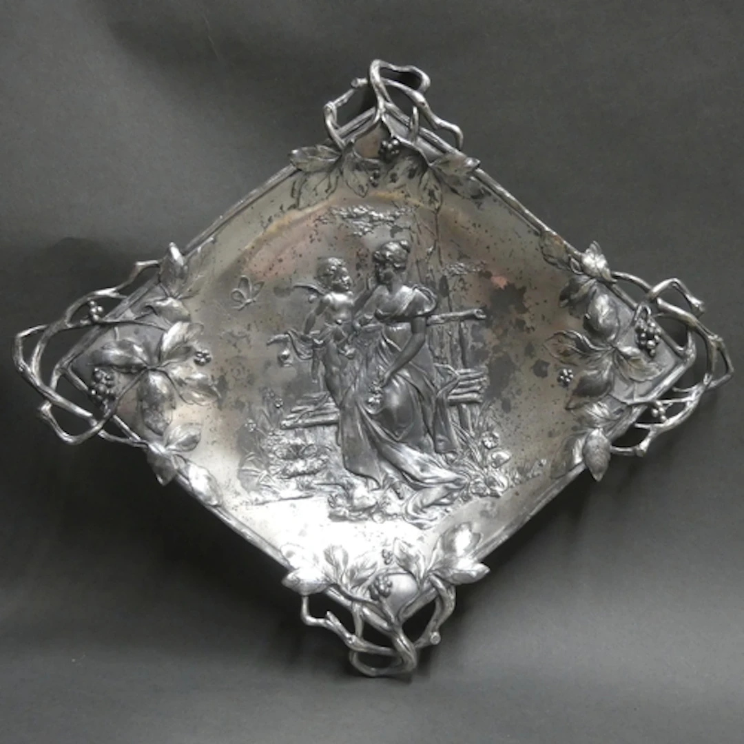 WMF - A large ornate Brittania metal diamond shaped footed b...