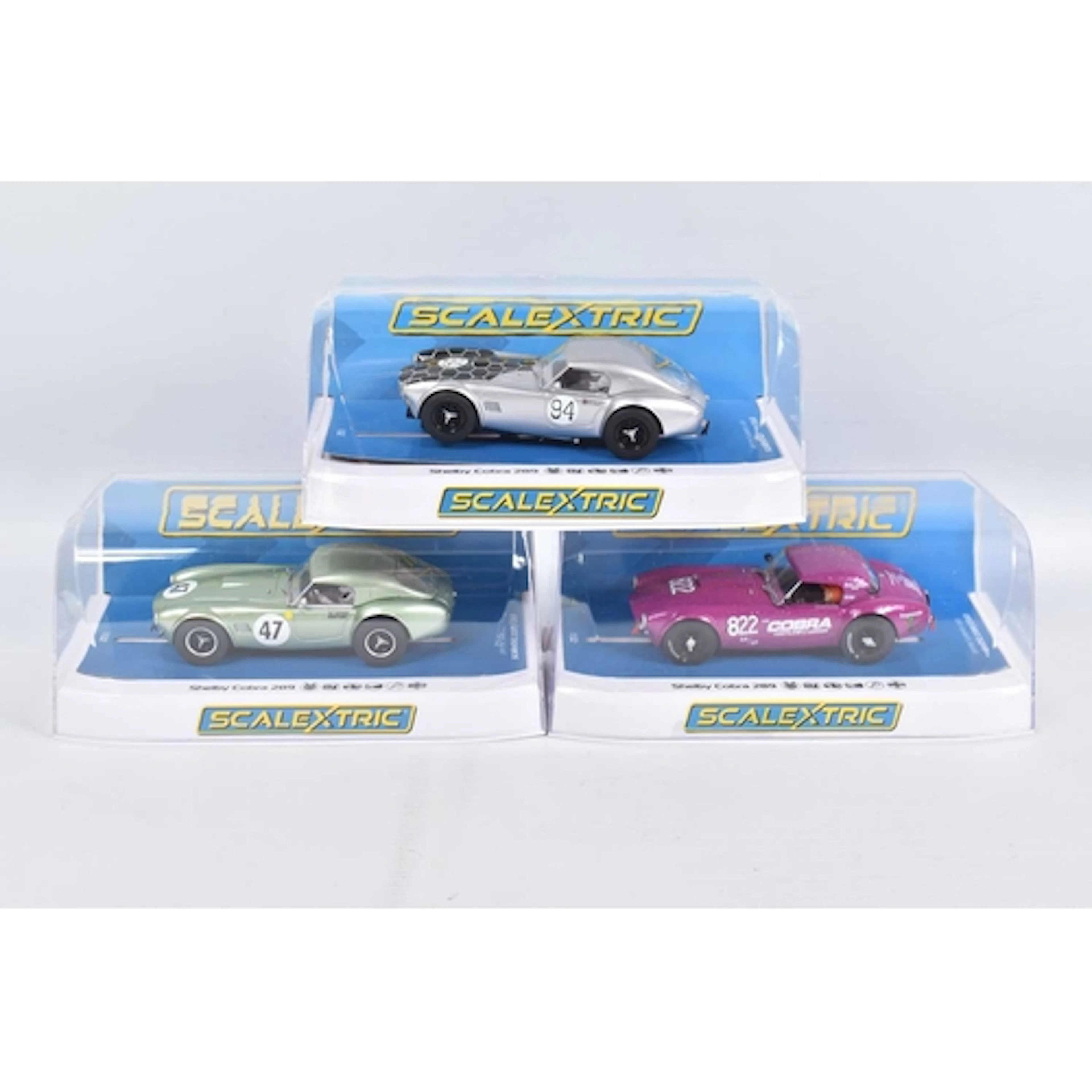 THREE BOXED SCALEXTRIC 1:32 SLOT CAR MODEL VEHICLES, to incl...