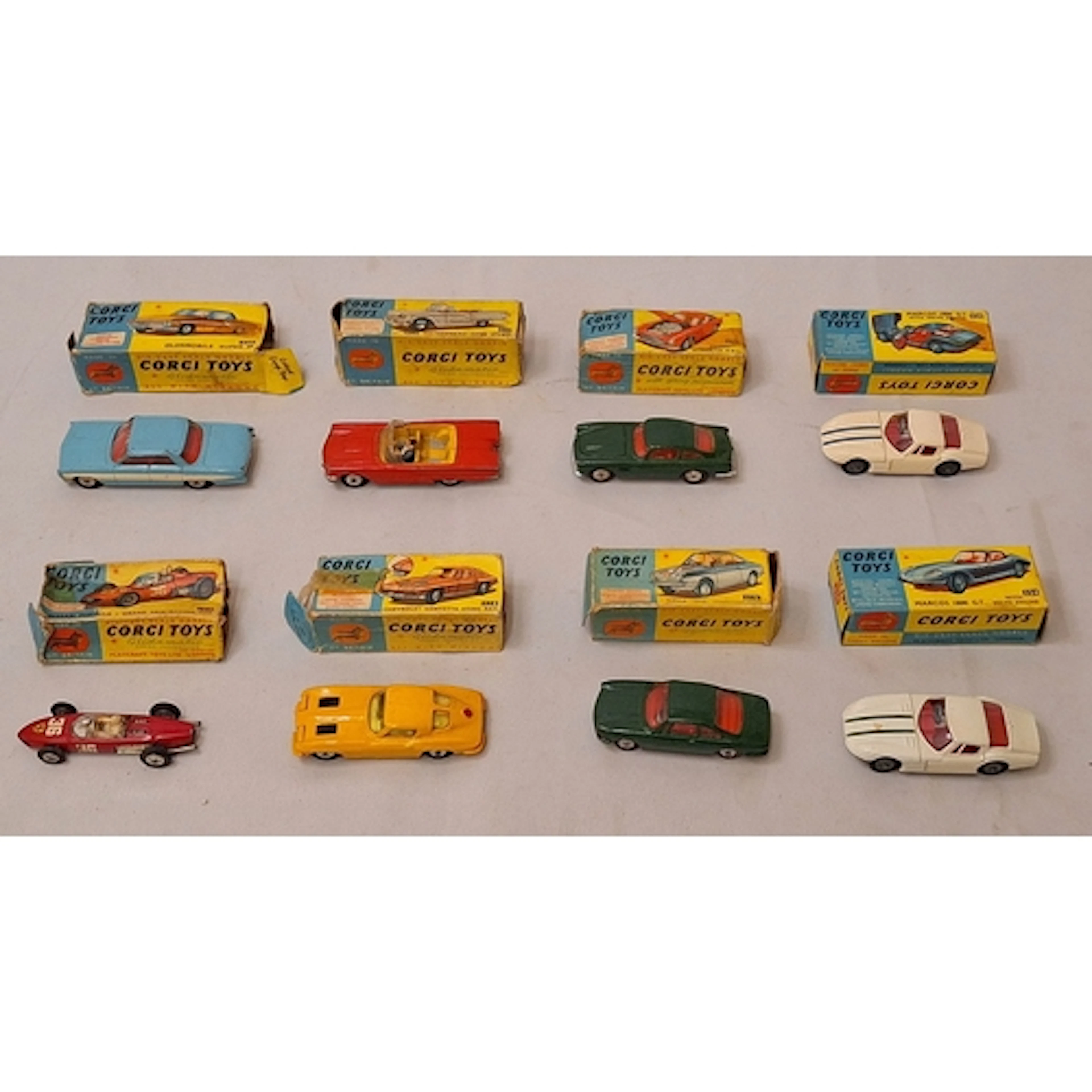 Boxed Corgi Marcos 1800 GT with volvo engine no. 324 x 2, bo...