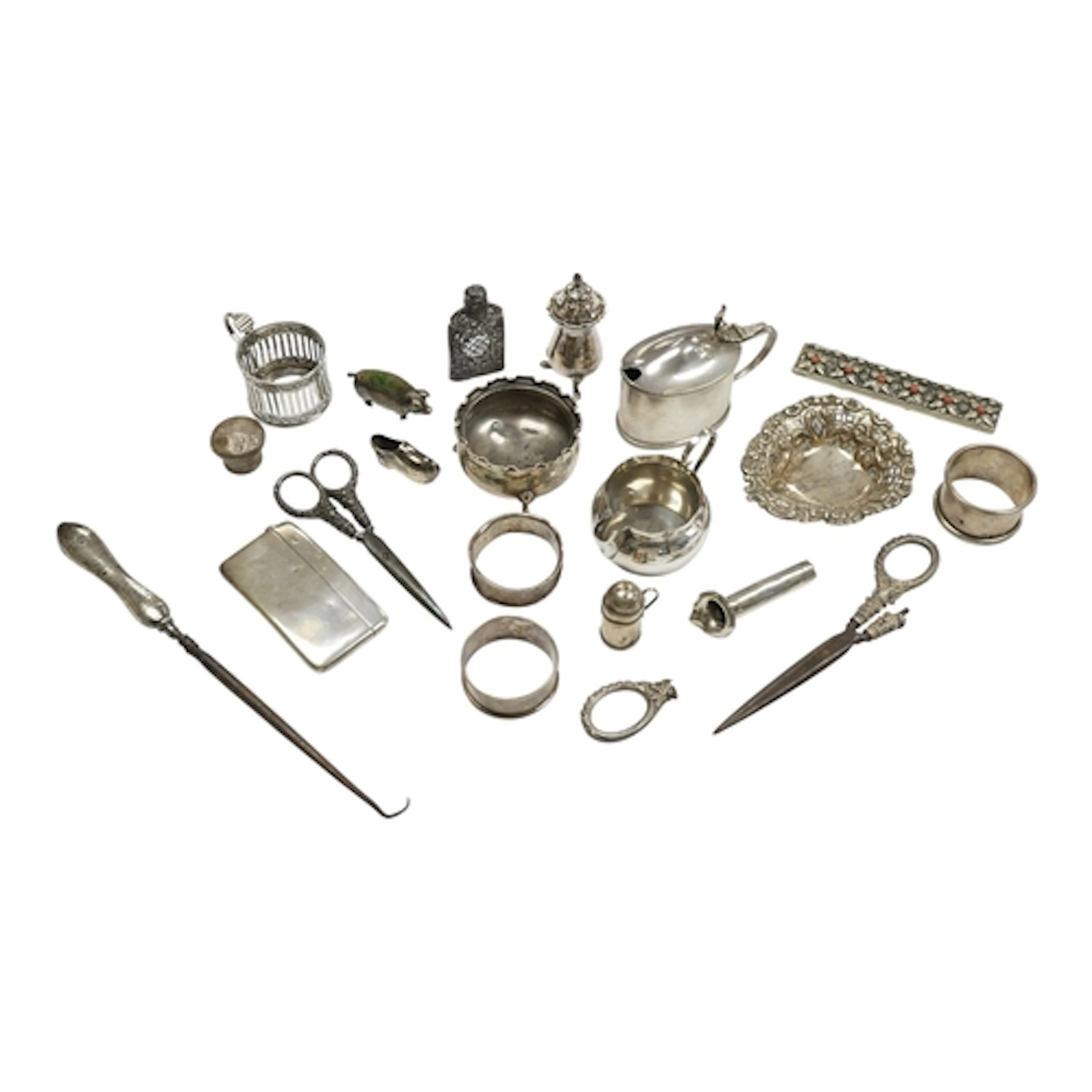A collection of assorted small silver including a mounted pi...