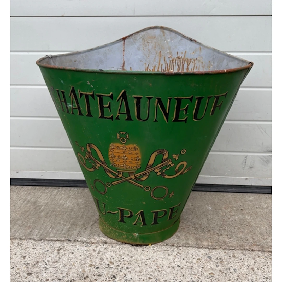 A French metal grape pickers bucket, Châteauneuf Du Pape, 59...
