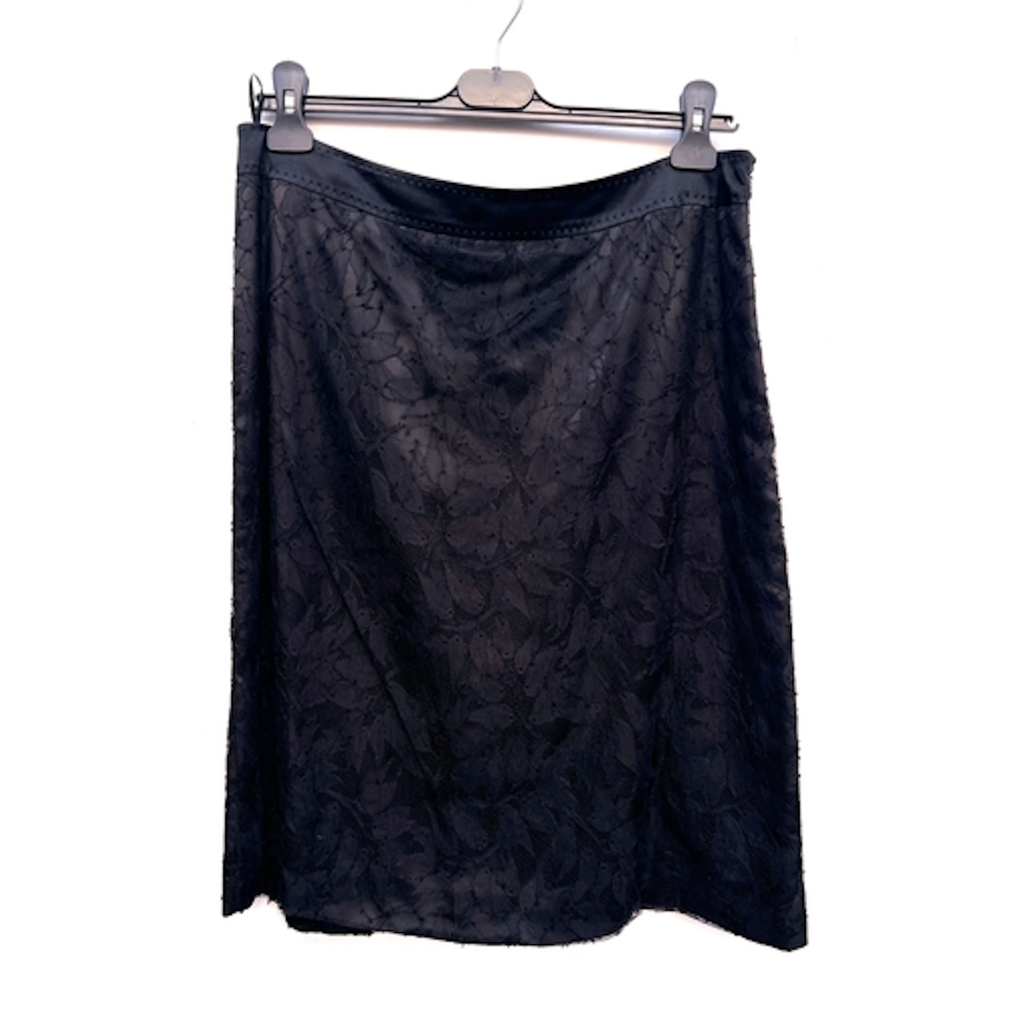 A Bruce Oldfield black lace skirt, size 16; together with an...