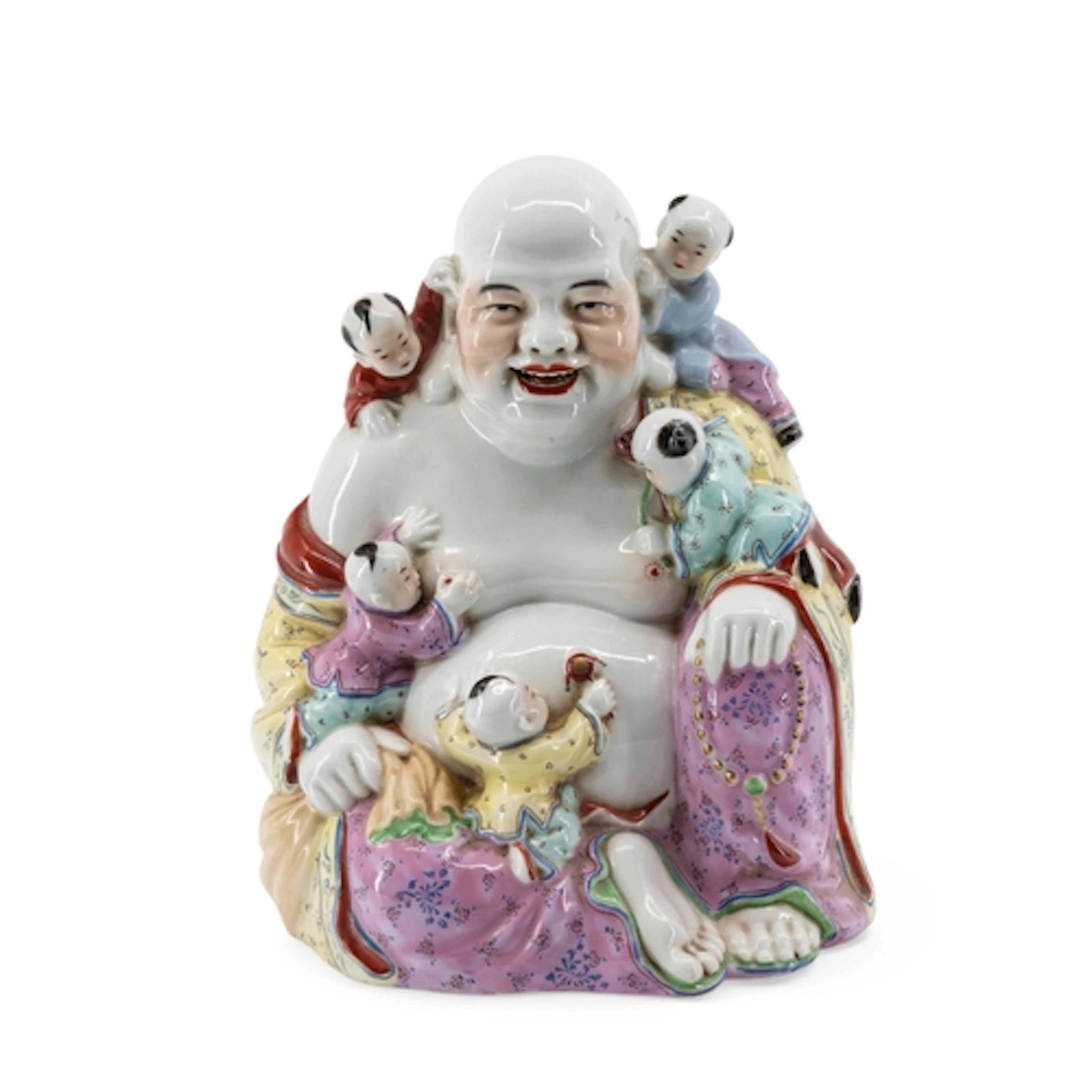 A CHINESE FAMILLE ROSE 'BOYS AND BUDDHA' GROUP 20TH CENTURY ...