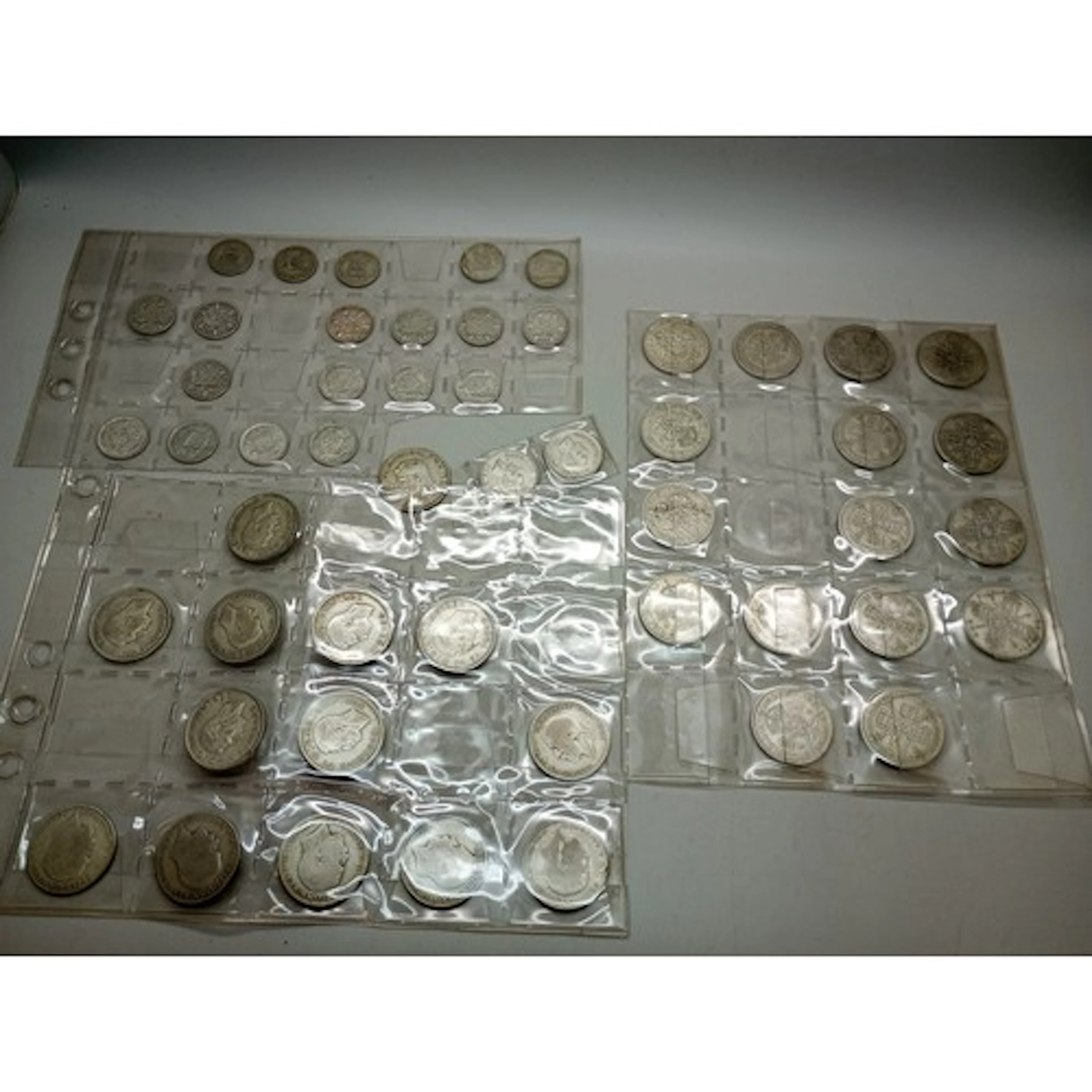 A collection of half silver coins
