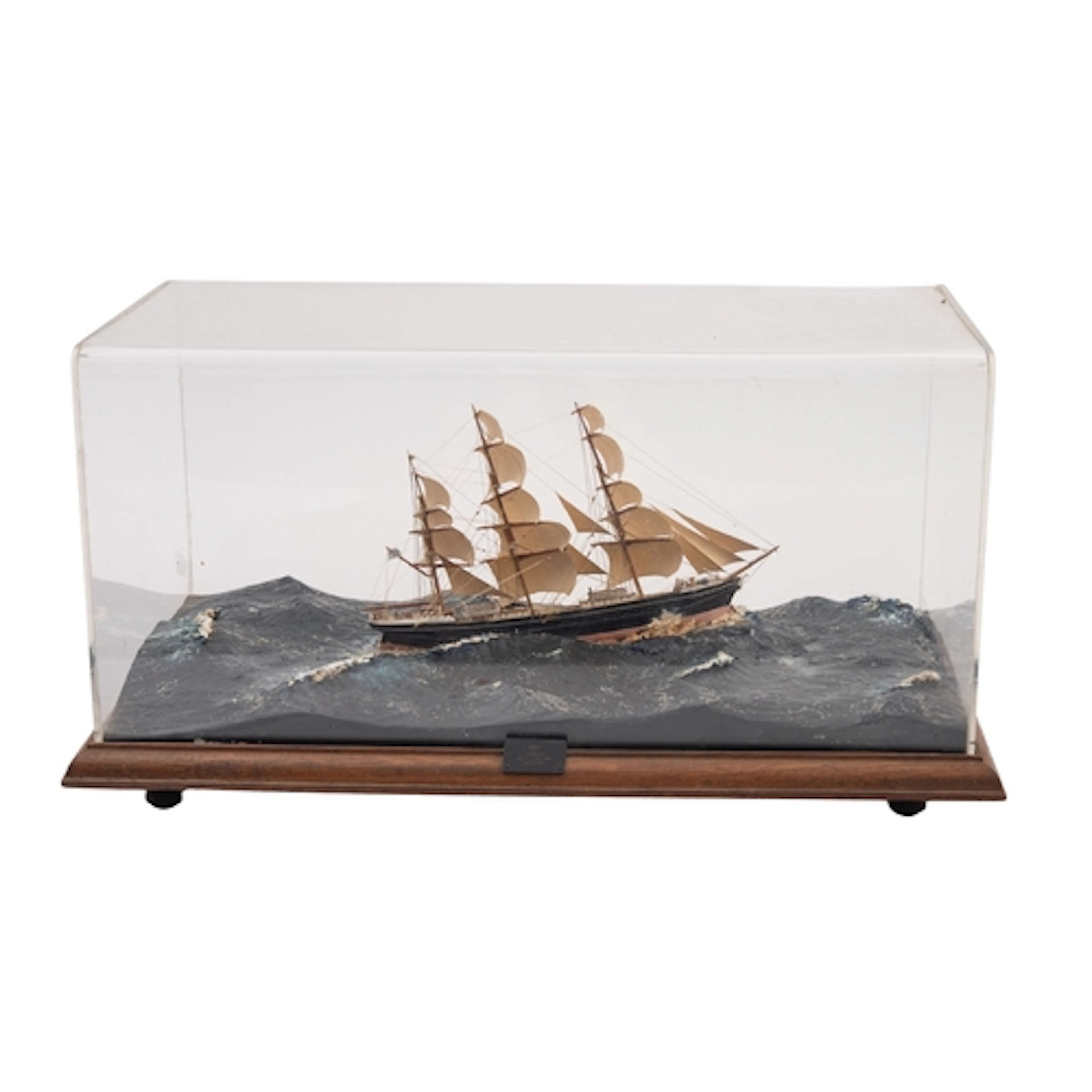 A cased sale water line model of tech 19th century iron hull...
