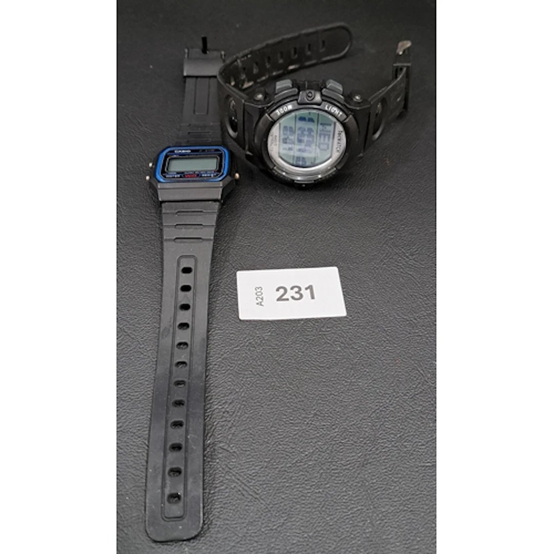TWO DIGITAL WRISTWATCHES comprising Casio F-91W, and Toc wat...