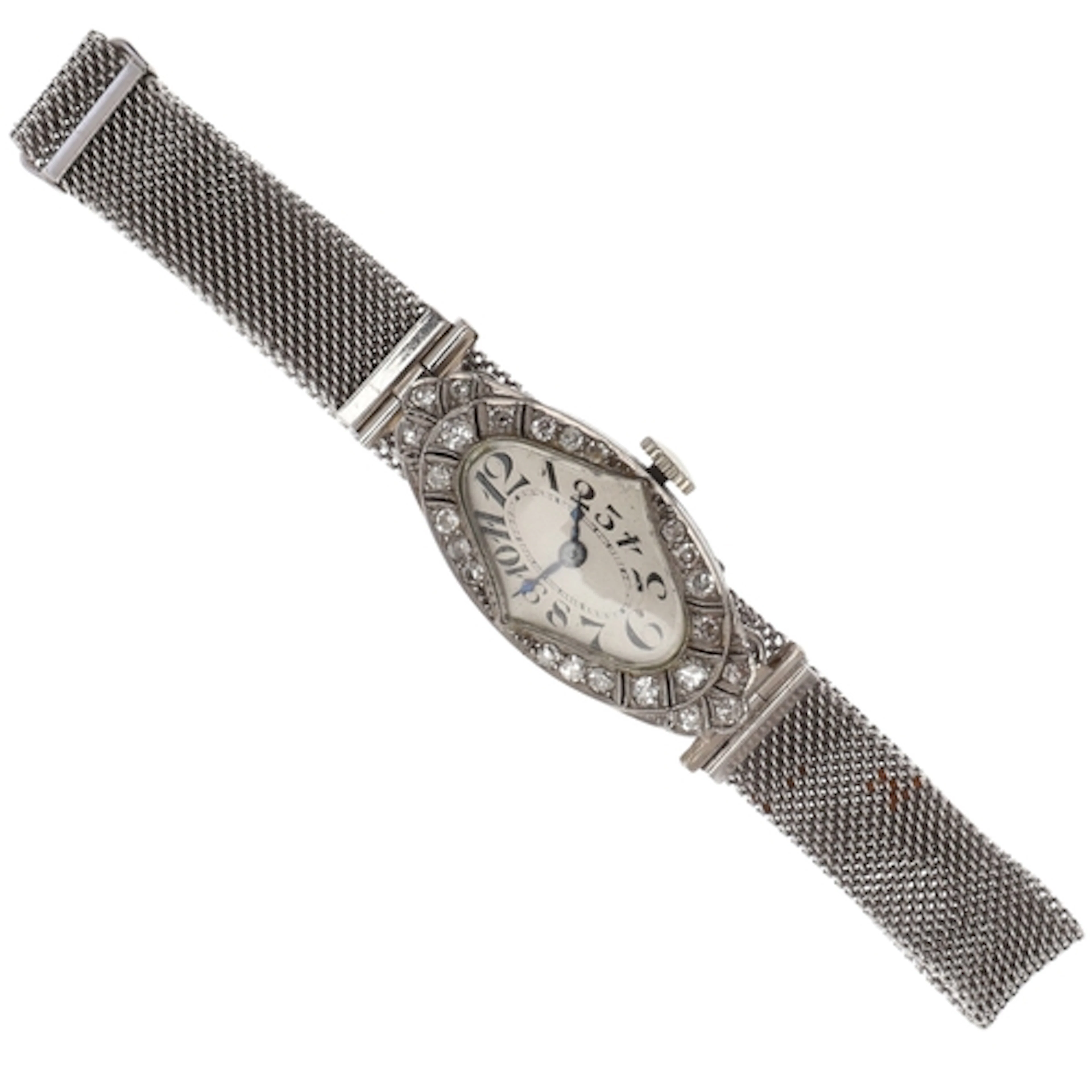 AN ART DECO LADY'S DIAMOND COCKTAIL WRISTWATCH. the dial wit...