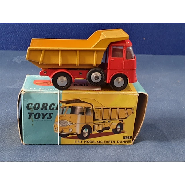 A boxed Corgi Toys No.458 E.R.F. Model 64G Earth Dumper, Ex,...