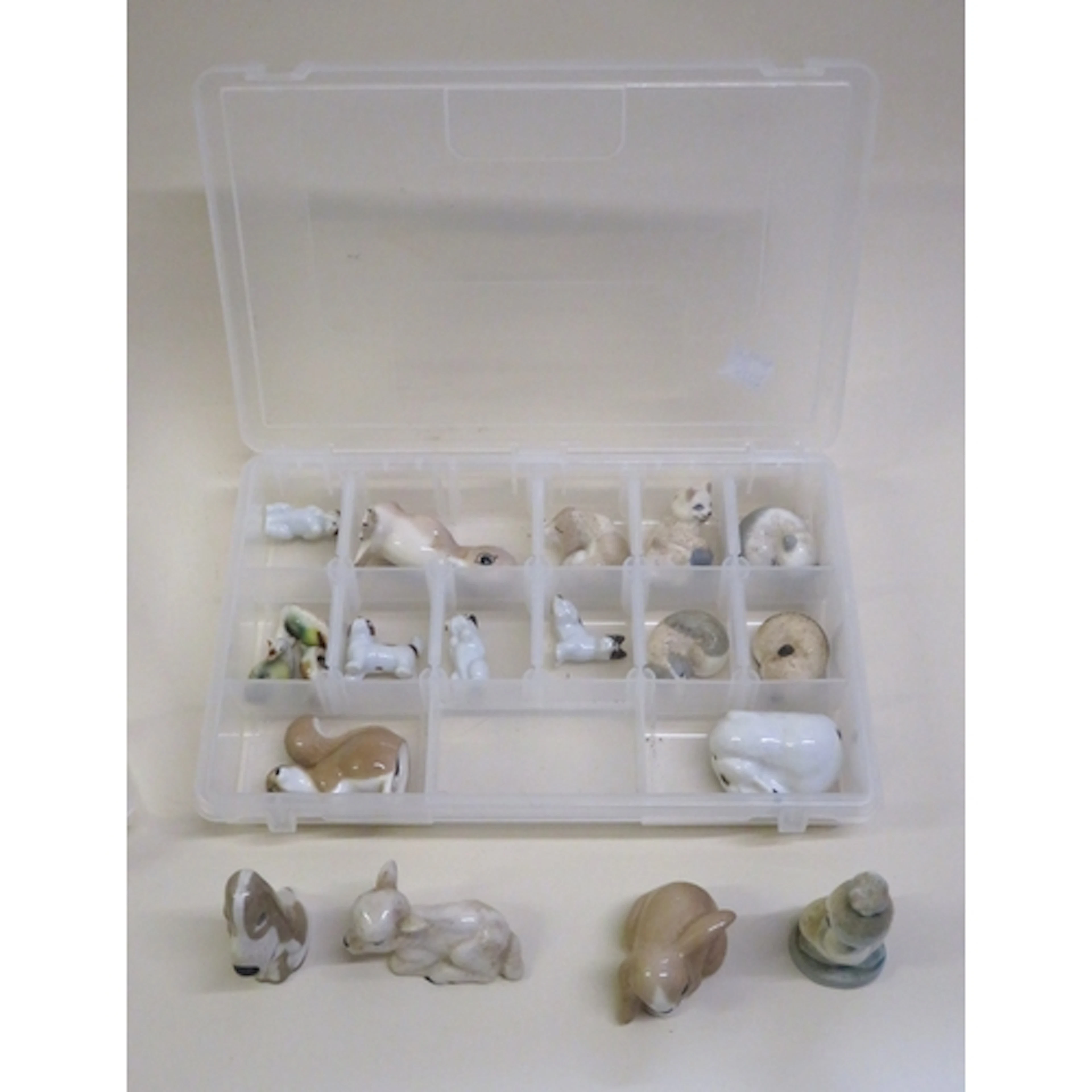 Quantity of small porcelain figures of animals, including Ru...