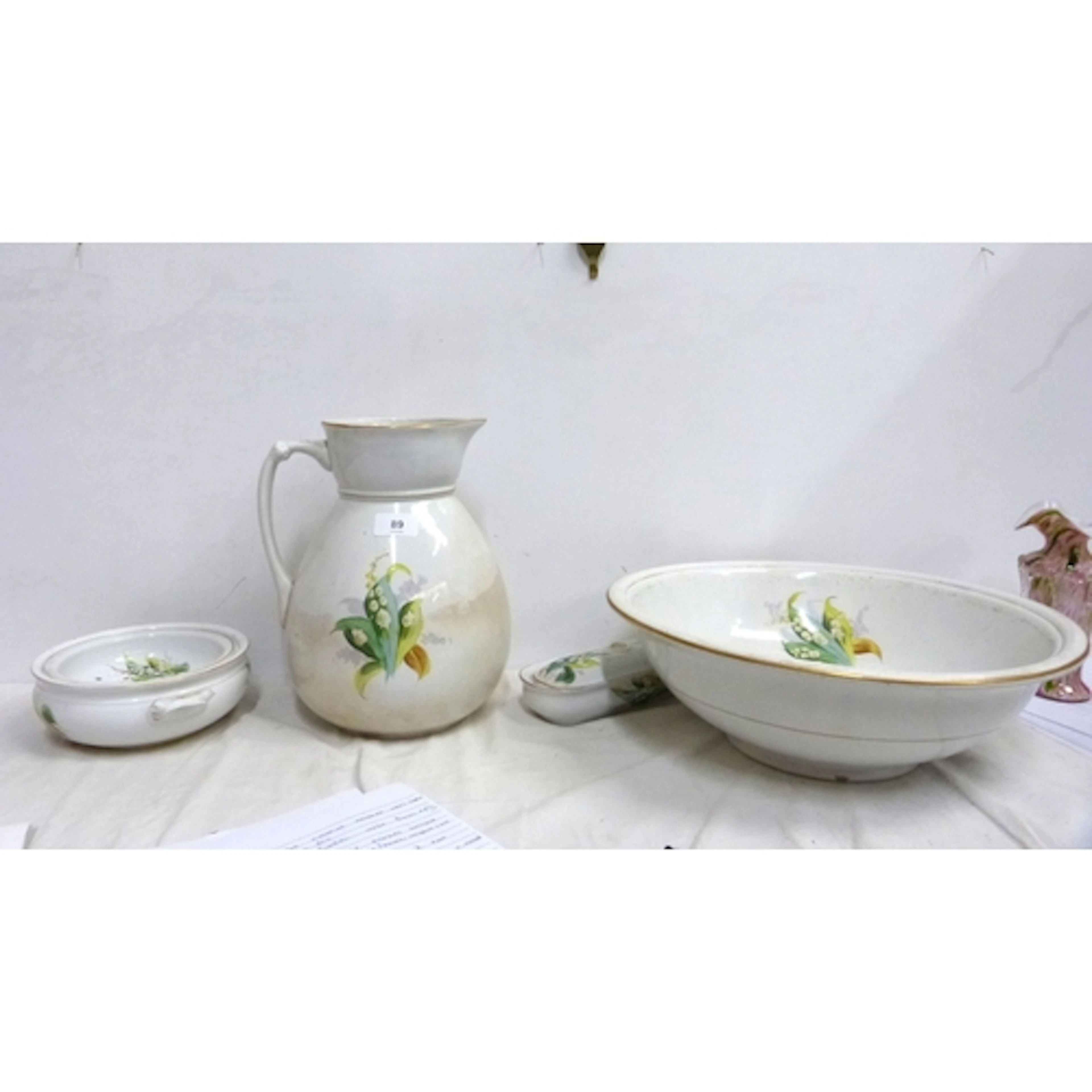 Large Victorian wash bowl and jug set.