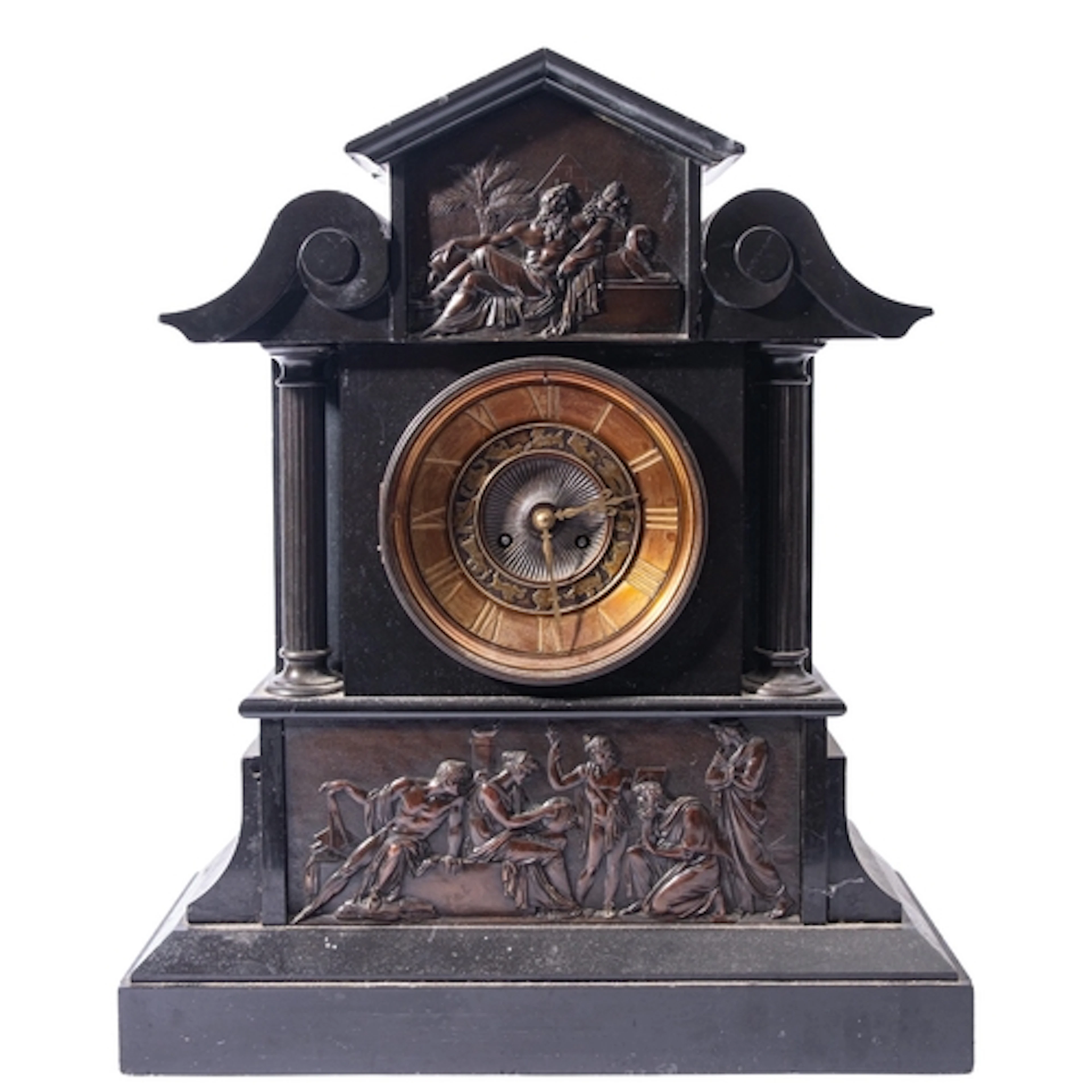 Japy Freres, Paris, a substantial bronze and black marble ma...