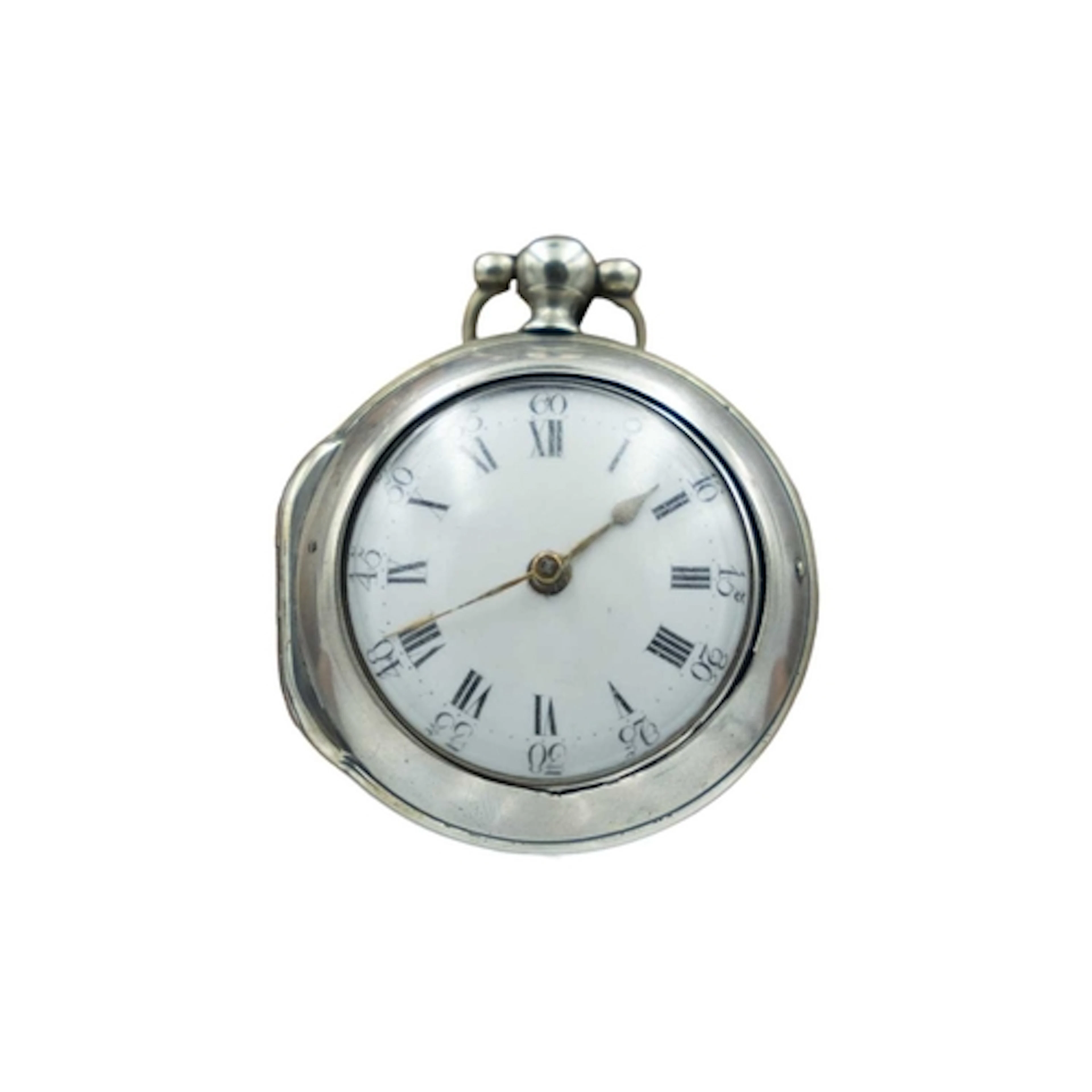 A George III silver pair-case fusee-verge pocket watch, sign...