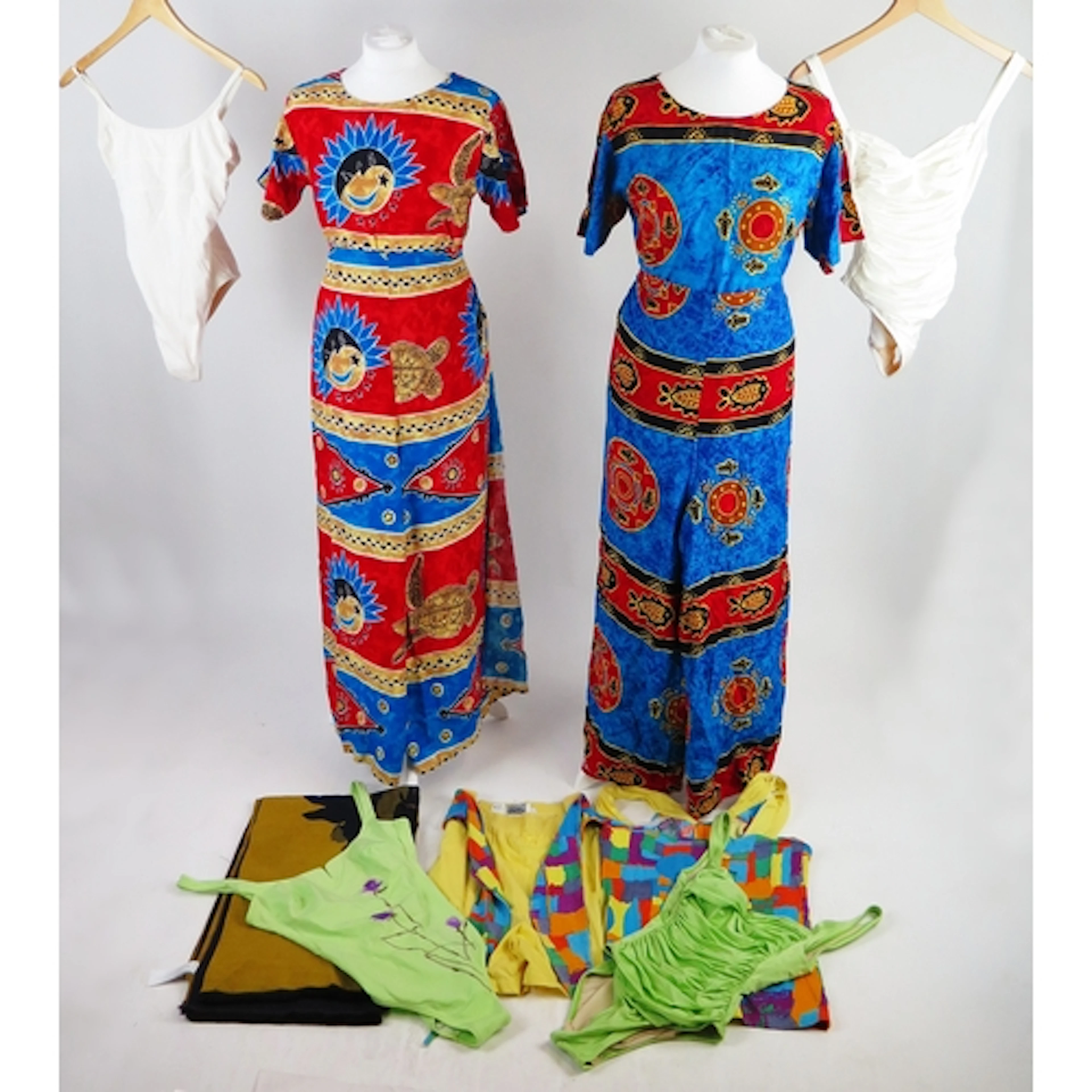 Assorted lady's fashion items including four vintage bathing...