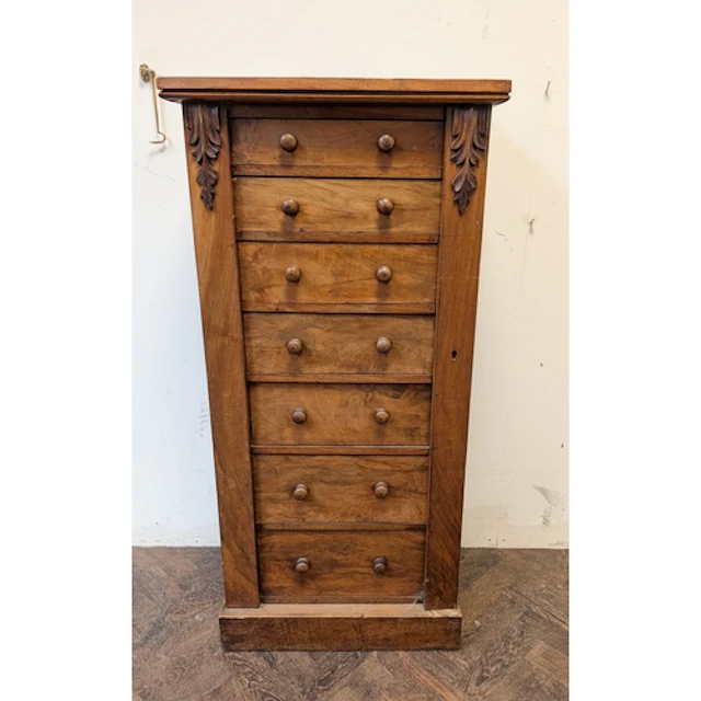 A Victorian walnut Wellington chest fitted seven drawers, 43...