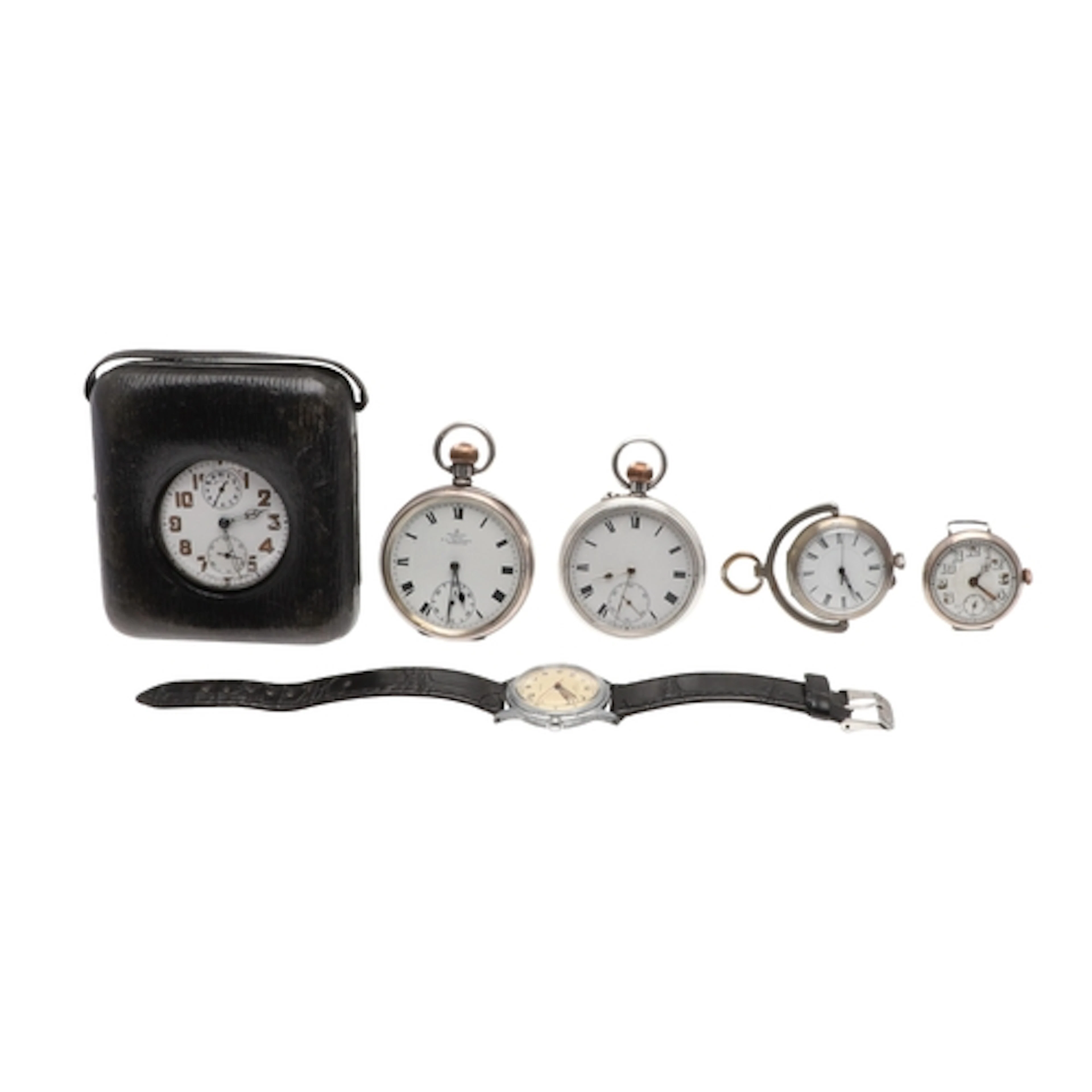 A COLLECTION OF WAR-ERA SILVER CASED OPEN FACED POCKET WATCH...