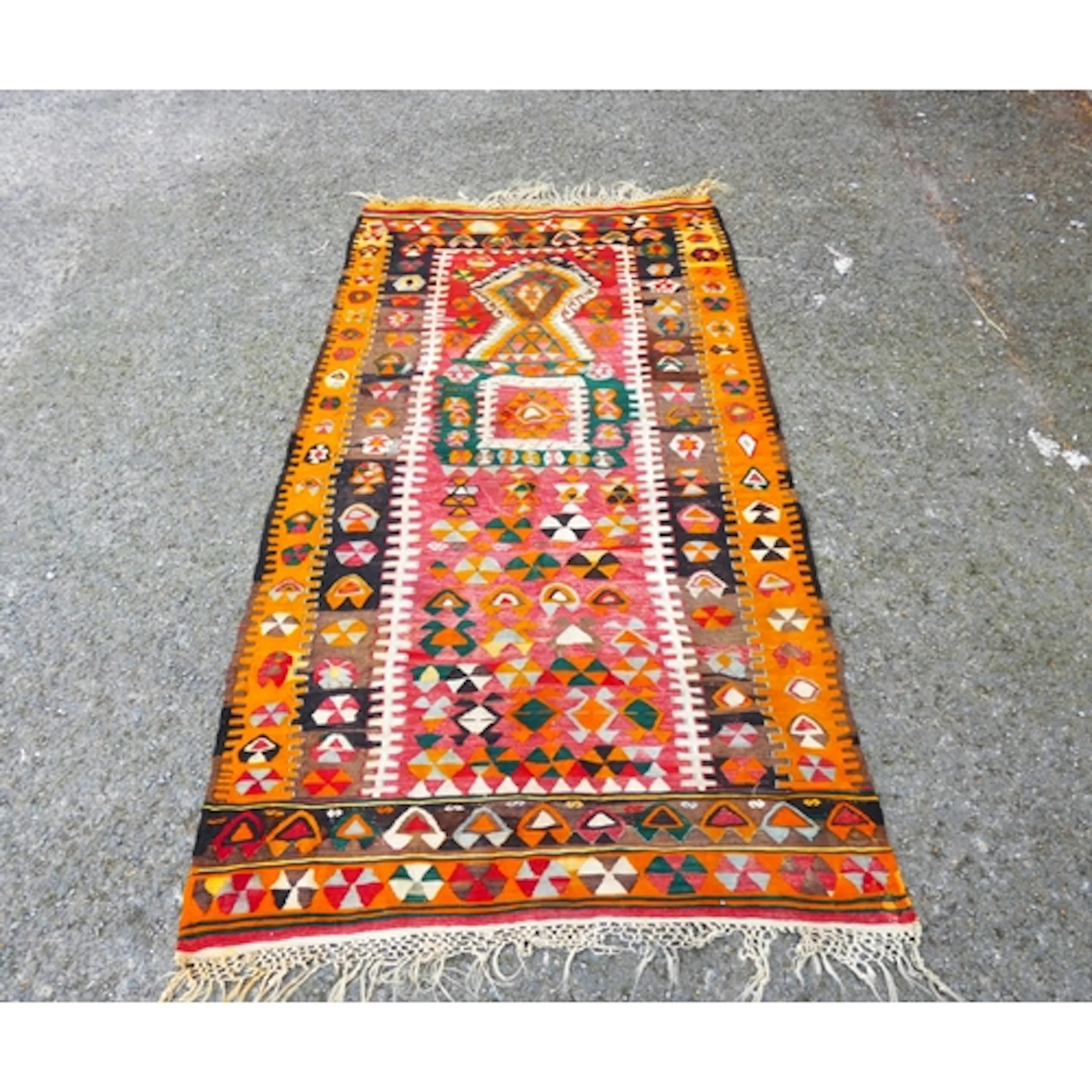 Turkish tribal Kilim hand knotted rug with Anatolian influen...