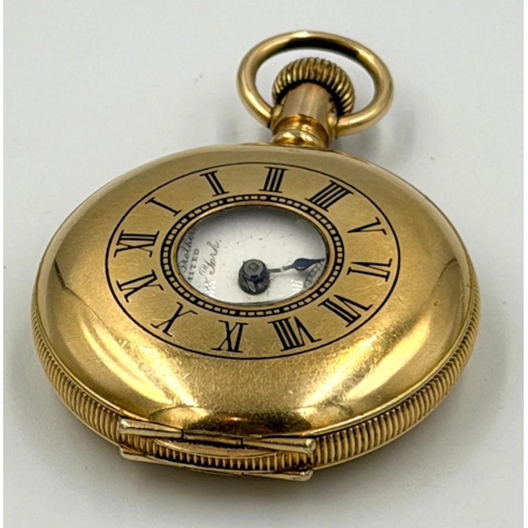 A 14ct gold half hunter pocket watch by Lever Brothers limit...