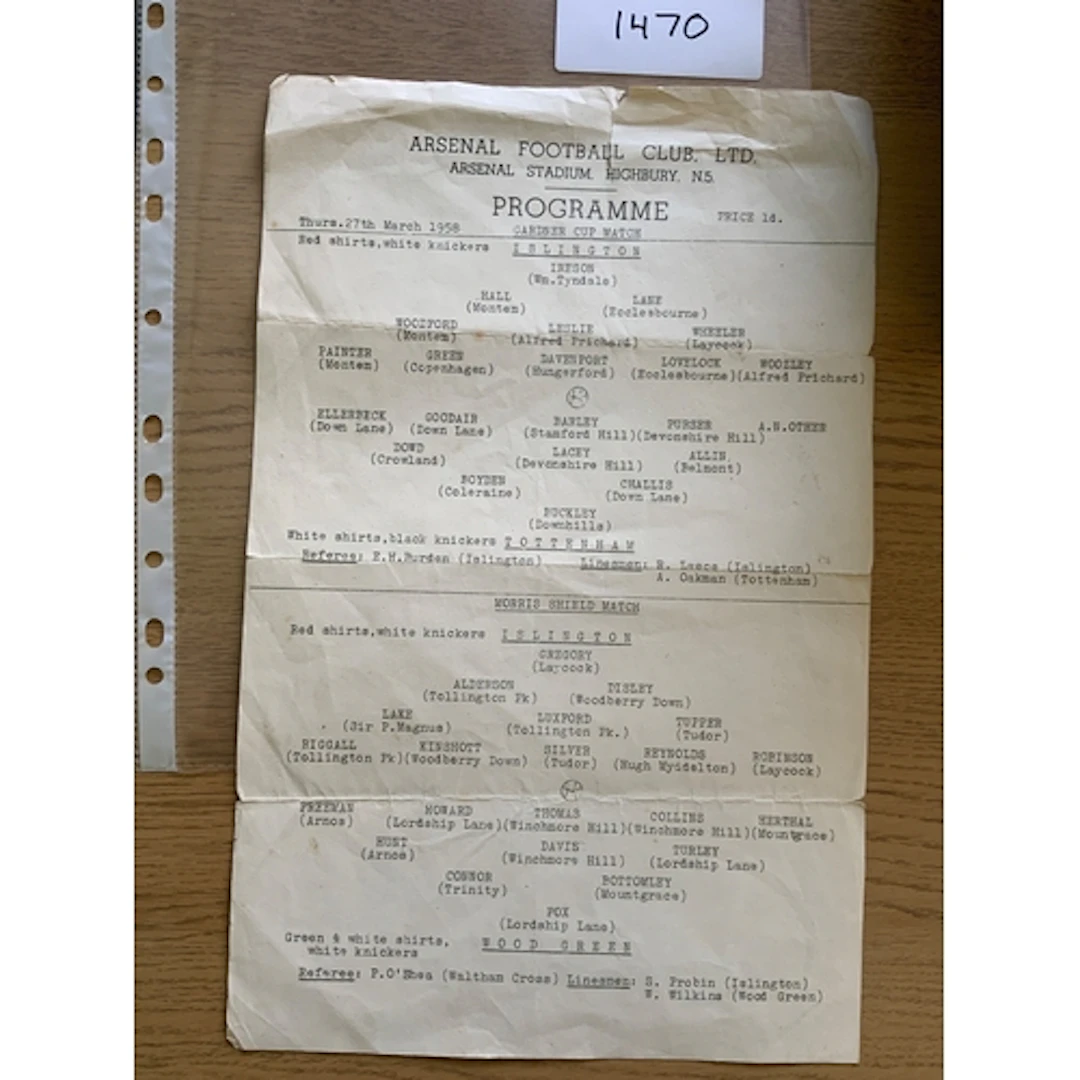 57/58 Islington v Tottenham Football Programme: Very large s...