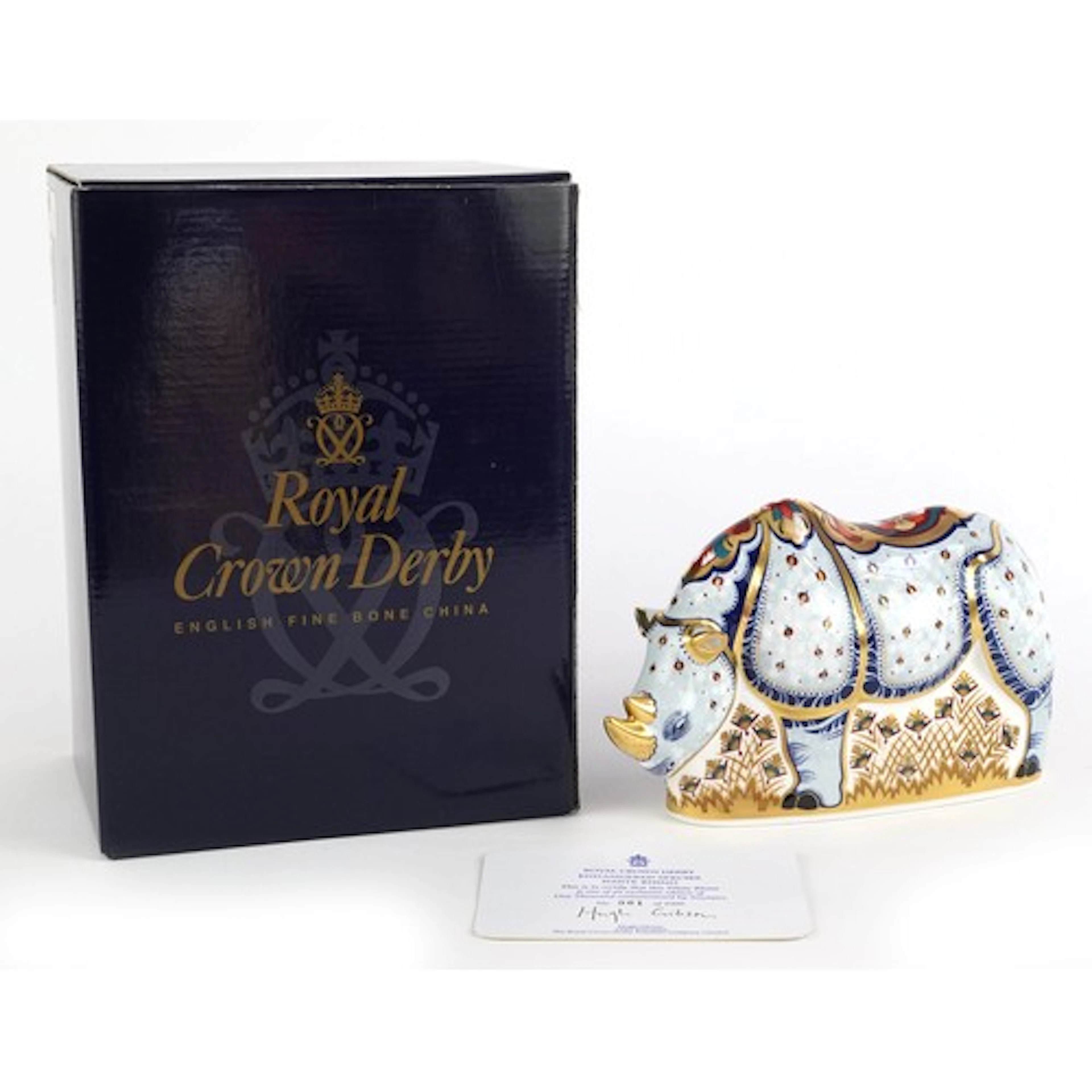 Royal Crown Derby White Rhino paperweight from the Endangere...