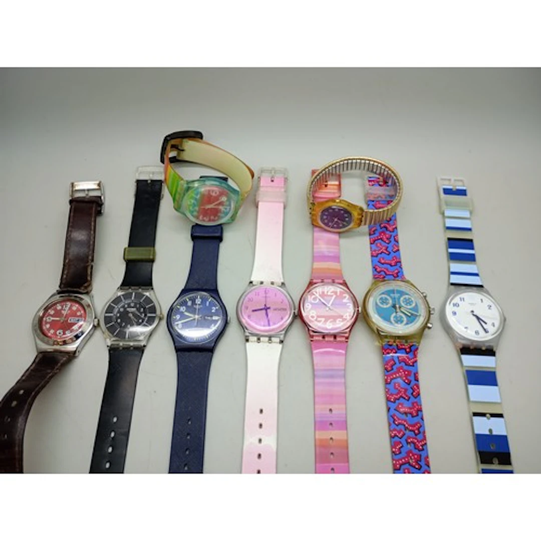 A collection of Swatch wristwatches