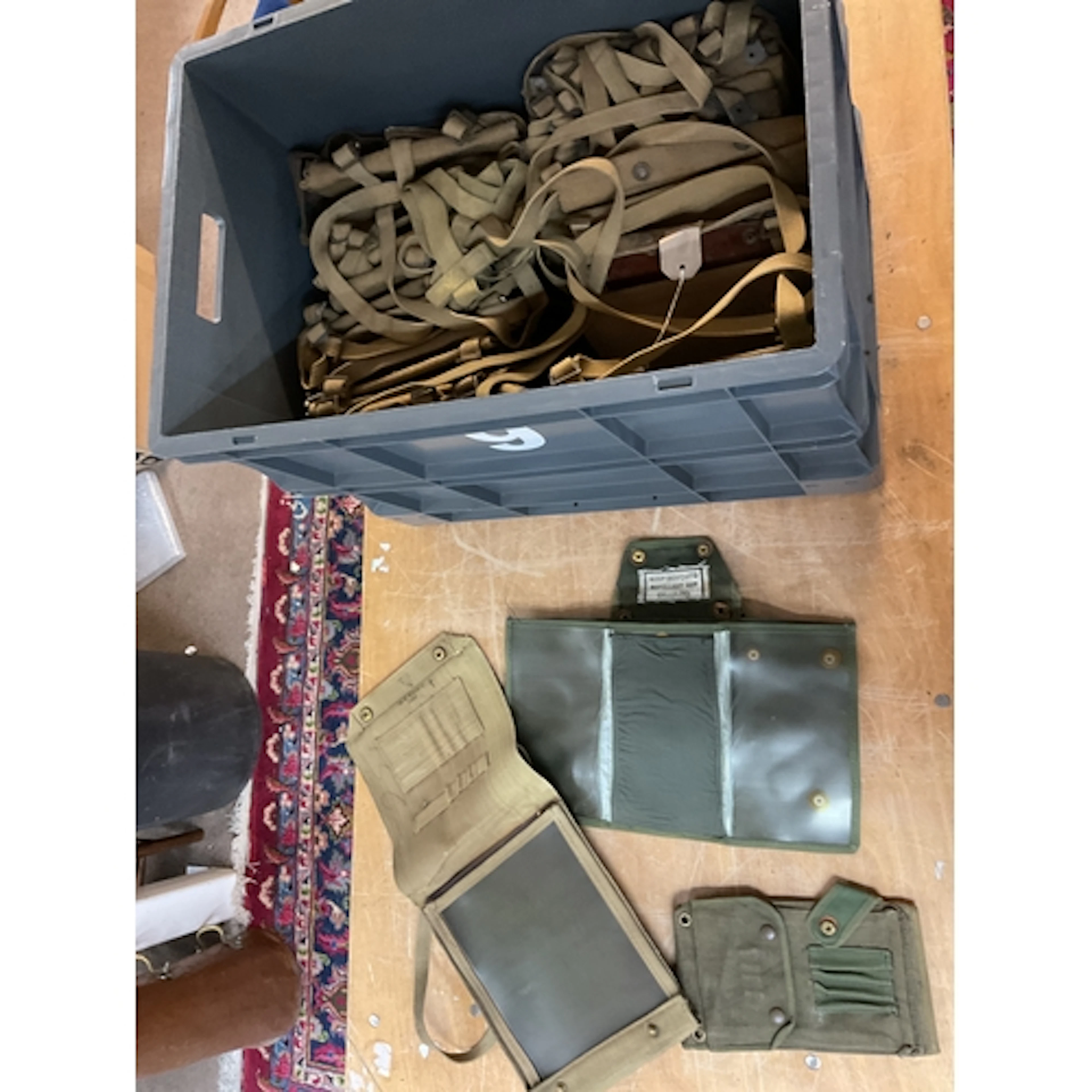 Large qty WWII canvas map cover cases.