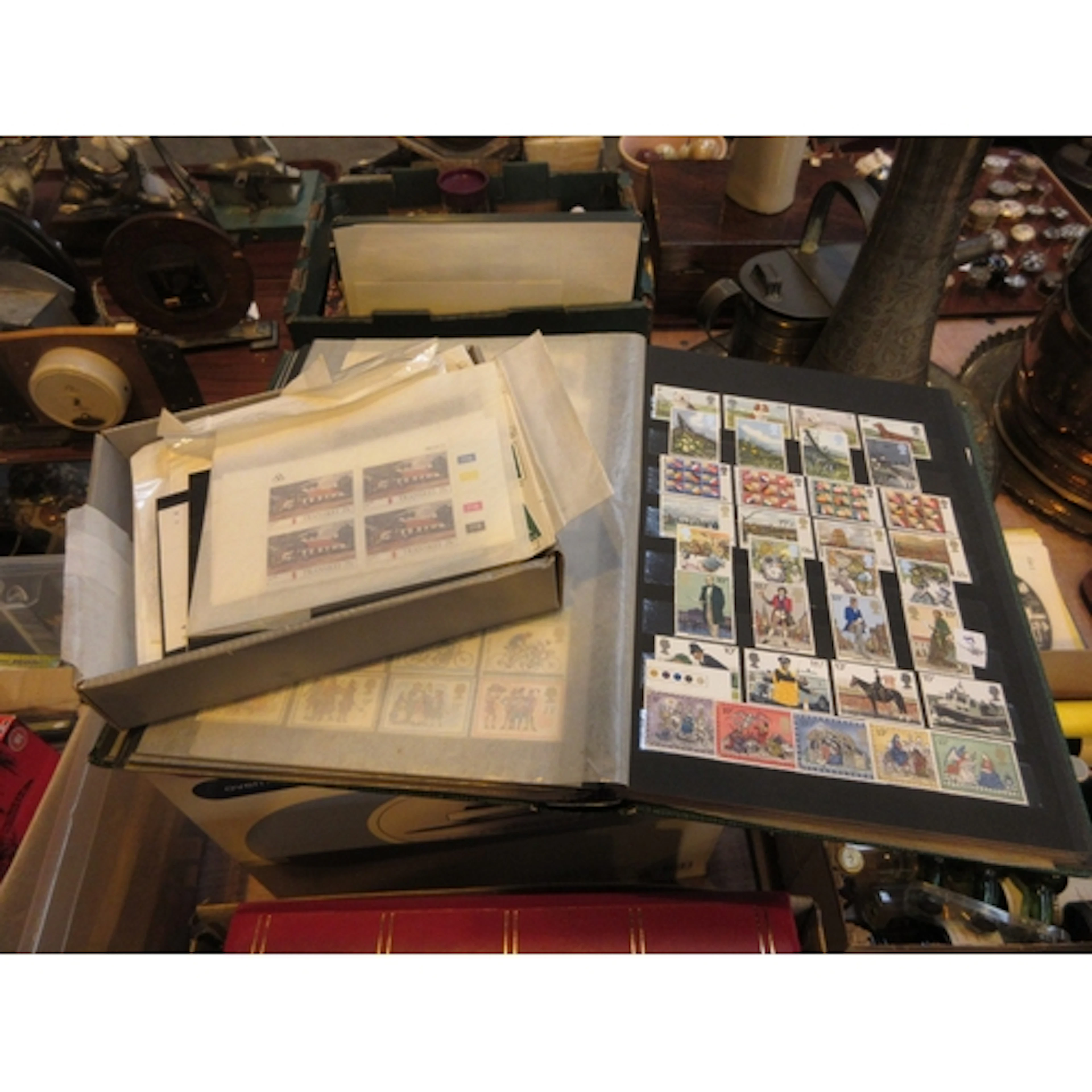 Box containing Albums of Stamps and Loose Stamps