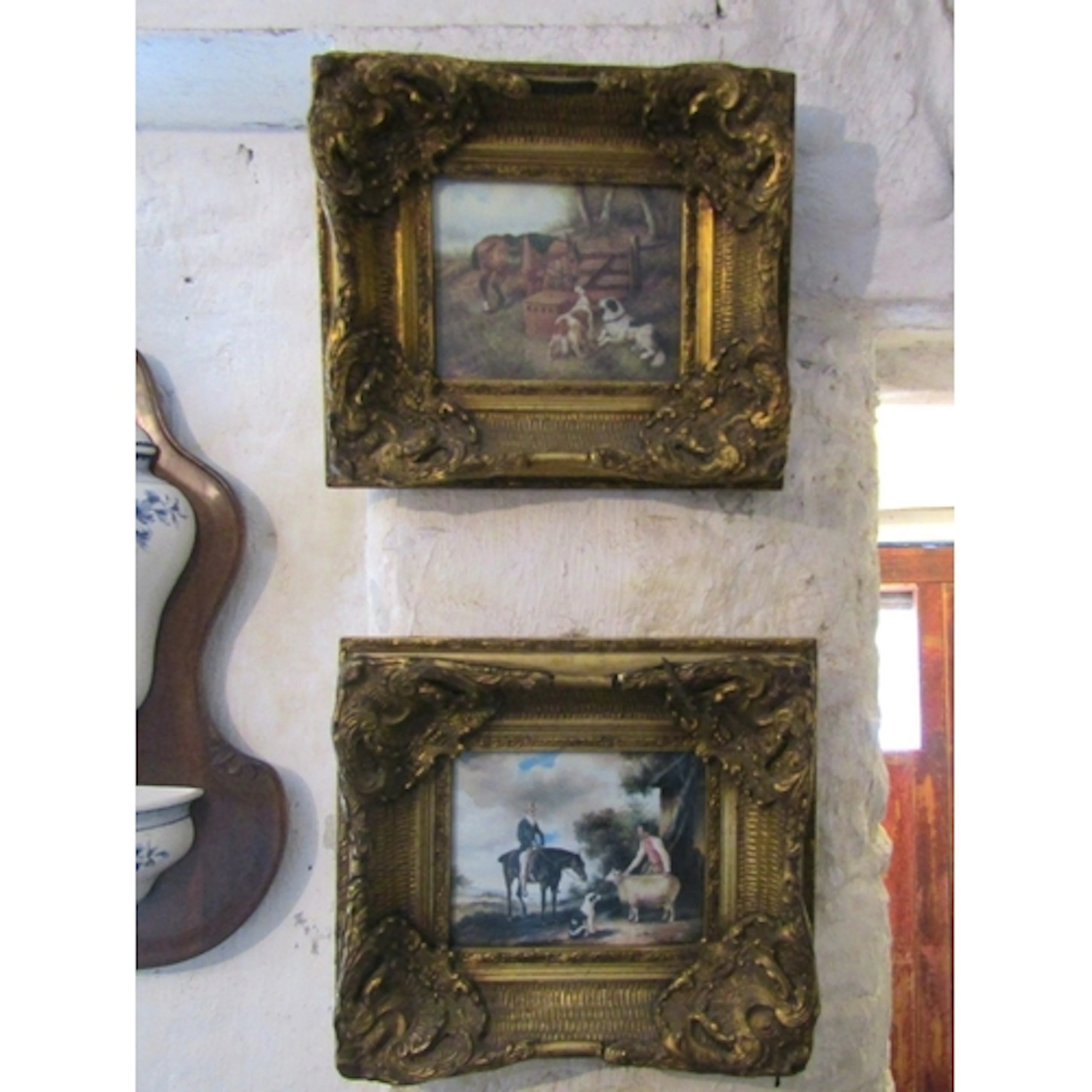 Pair of Gilt Frame Pictures Rural Scenes with Animals Each A...