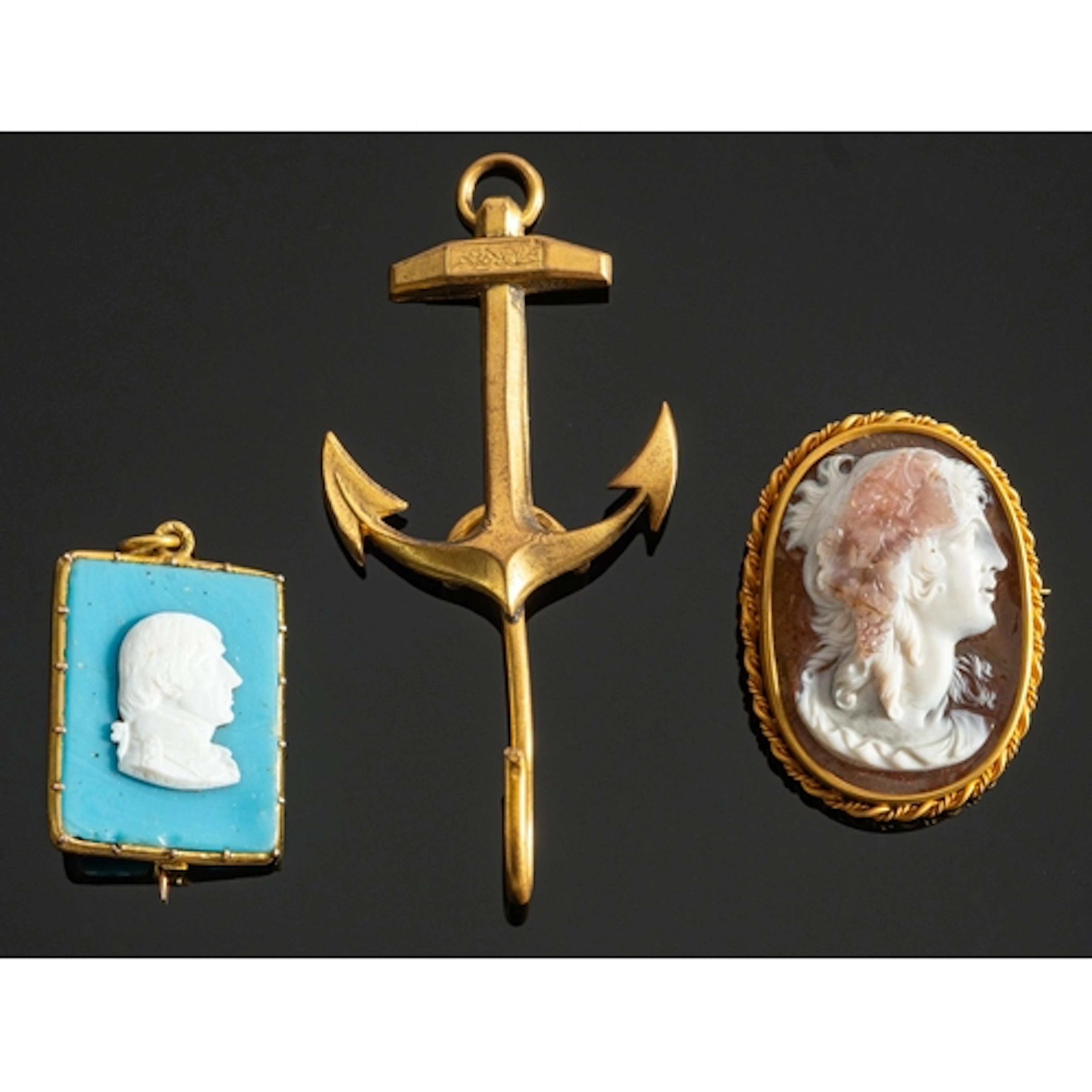 A 19th century yellow metal mounted rectangular cameo of Adm...