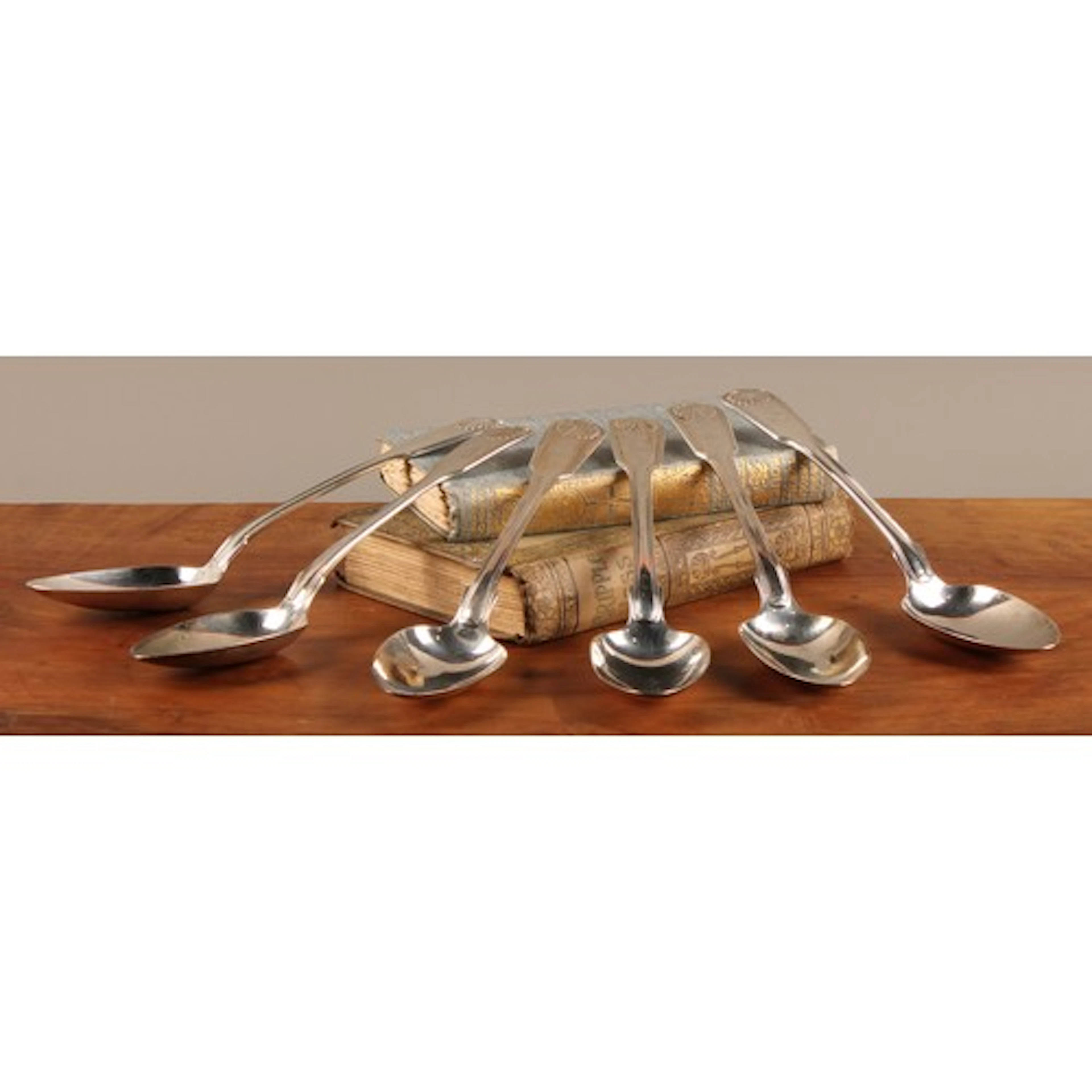 A set of six George IV silver Fiddle Thread and Shell patter...