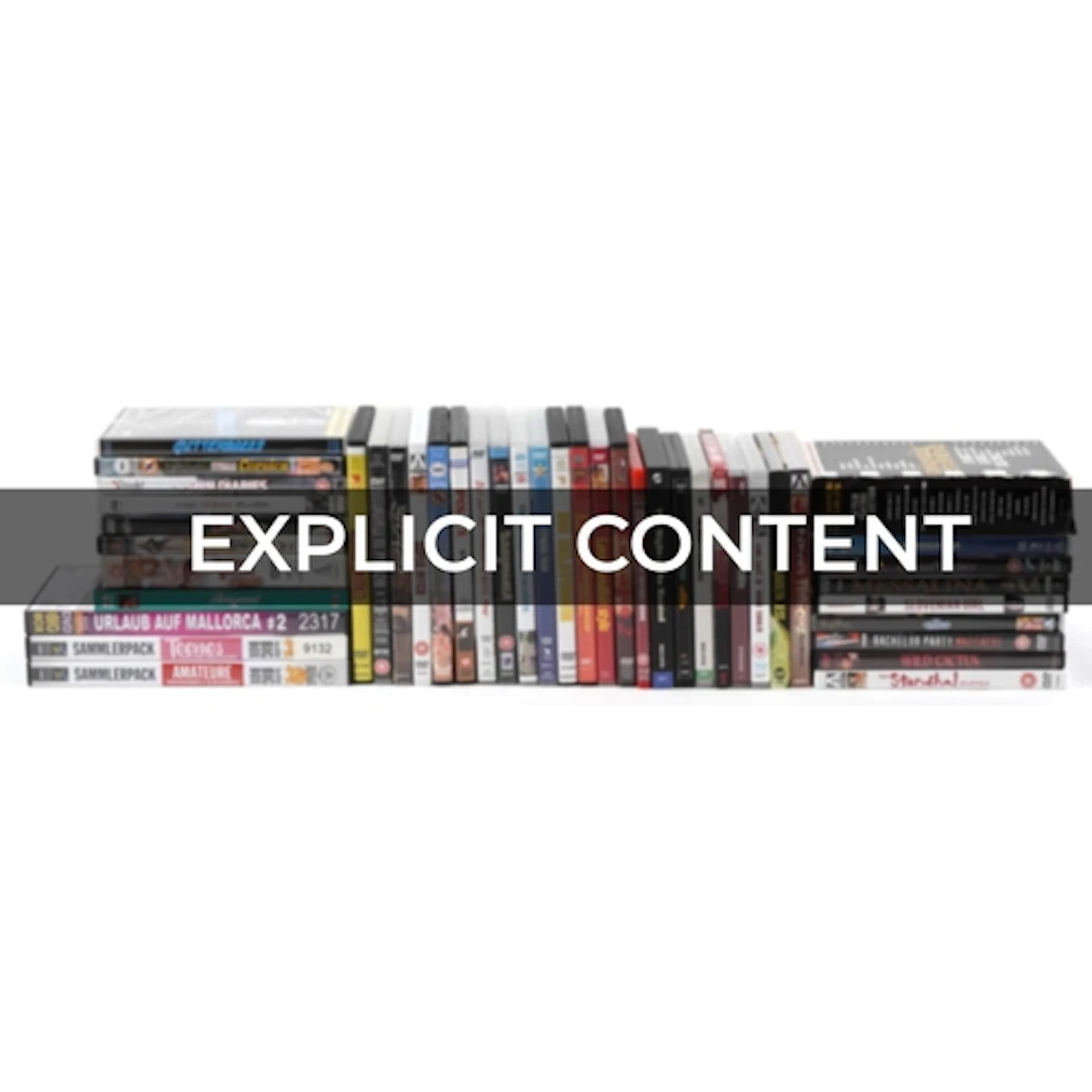 Collection of adult erotic DVDs including horror films.