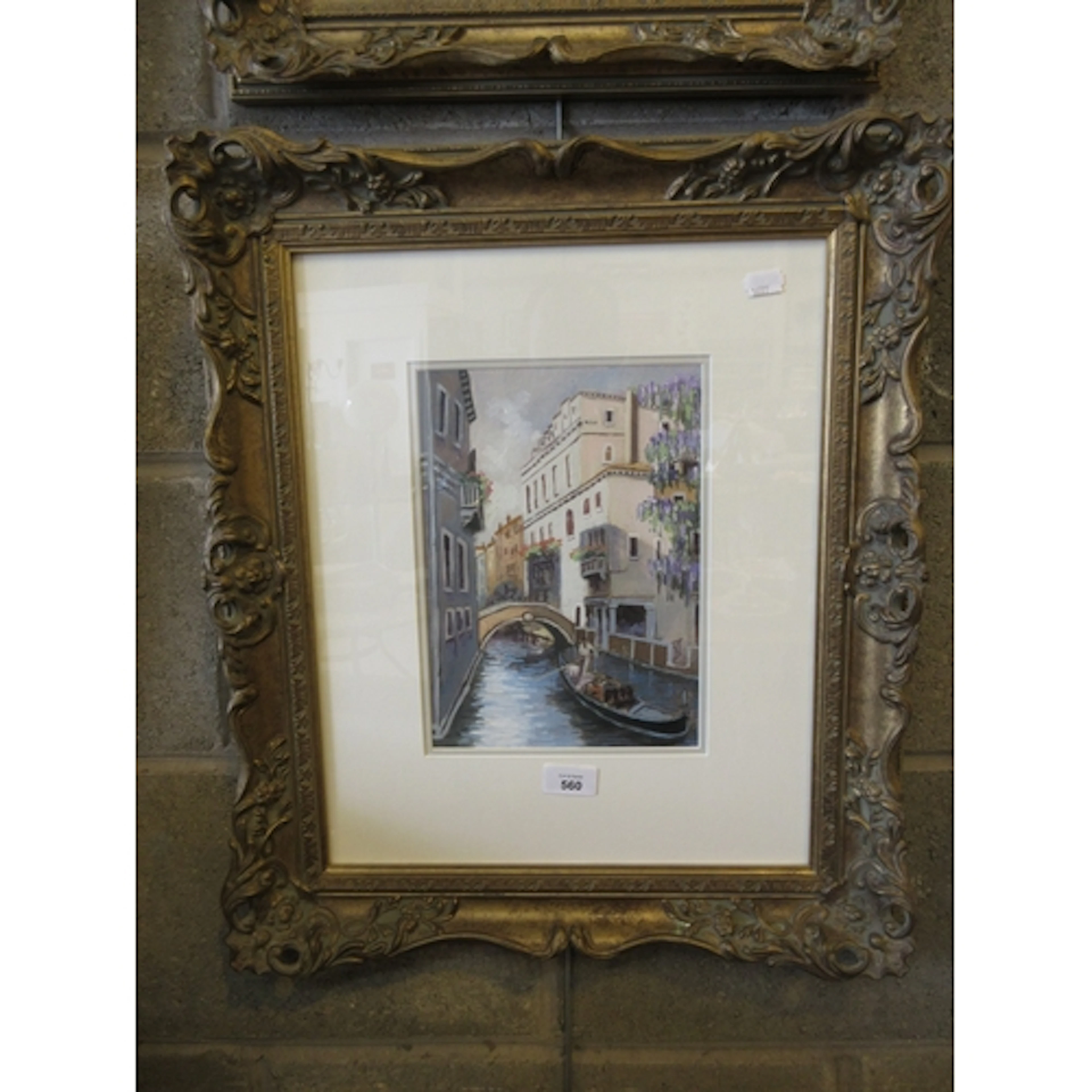 Venetian School, Oil Painting, Canal Scene with Gondola, 26x...