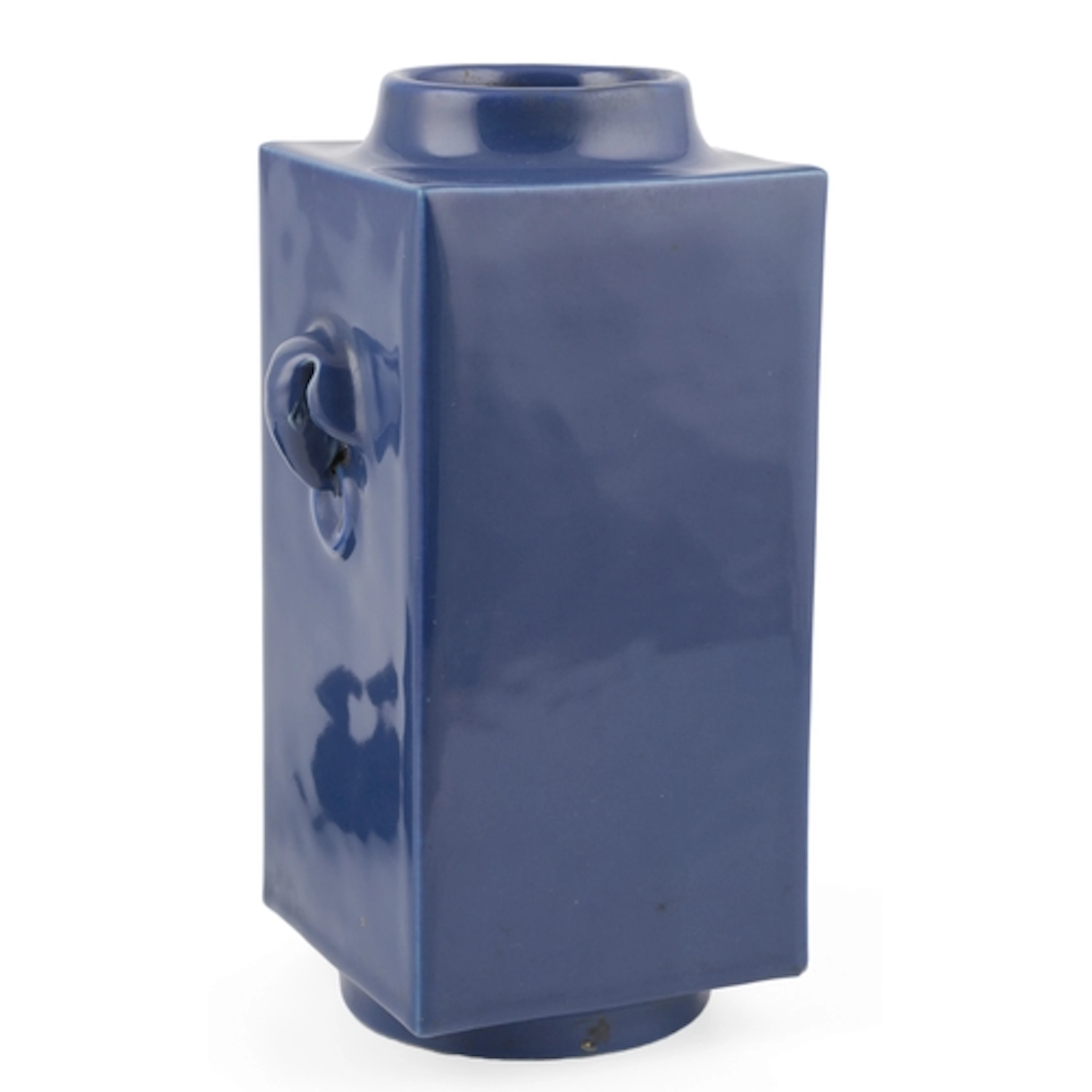 A Chinese blue-glazed cong form vase, Qianlong seal mark and...