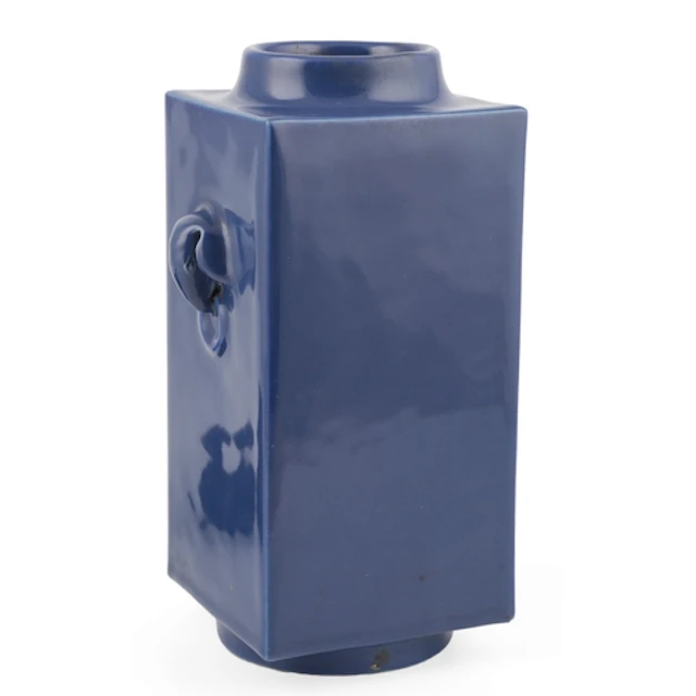 A Chinese blue-glazed cong form vase, Qianlong seal mark and...