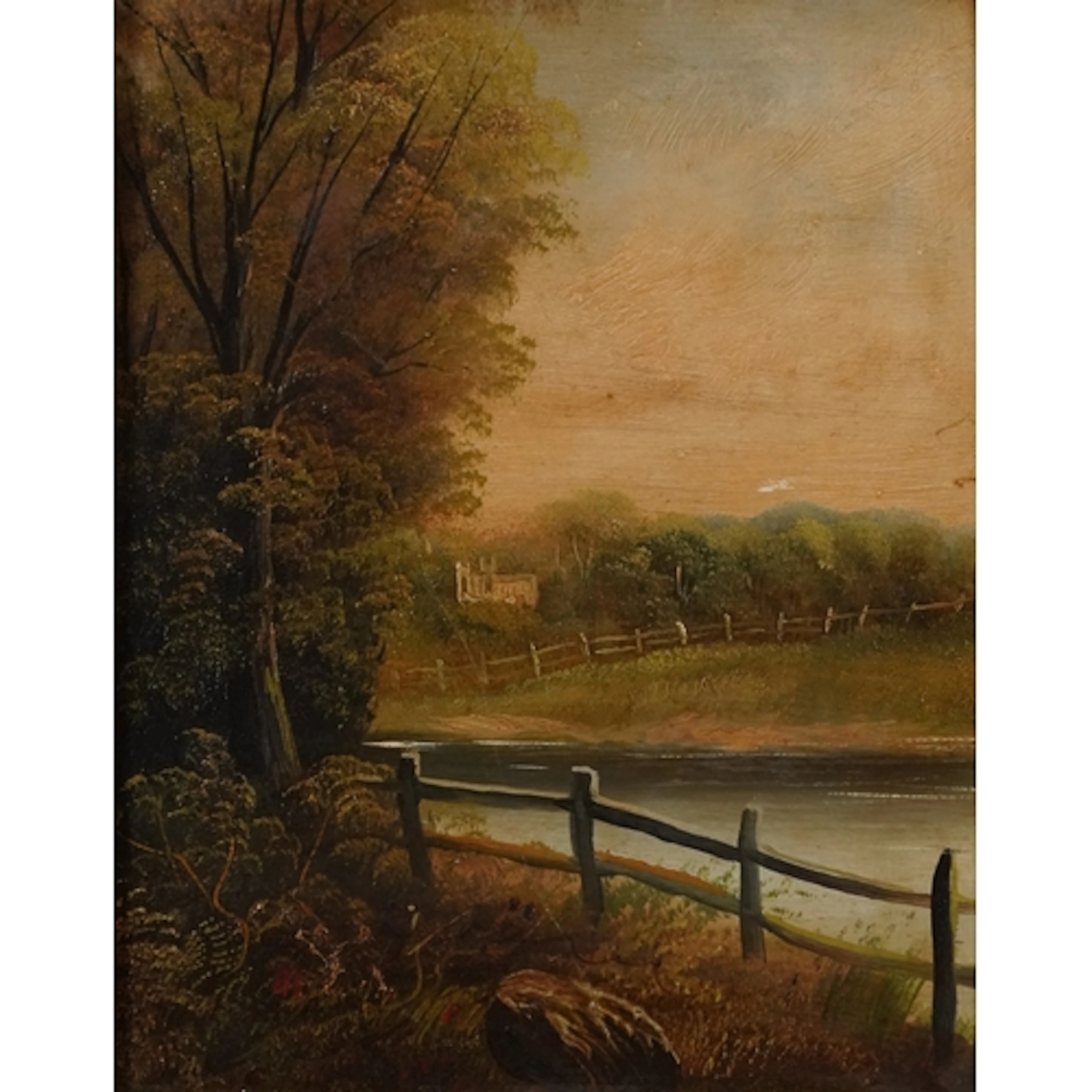 Rural landscape, 19th century oil on board, indistinctly ins...