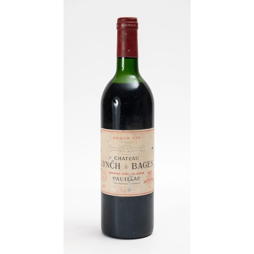 A bottle of Chateau Lynchbages, Pauillac, 1985. Fill level t...
