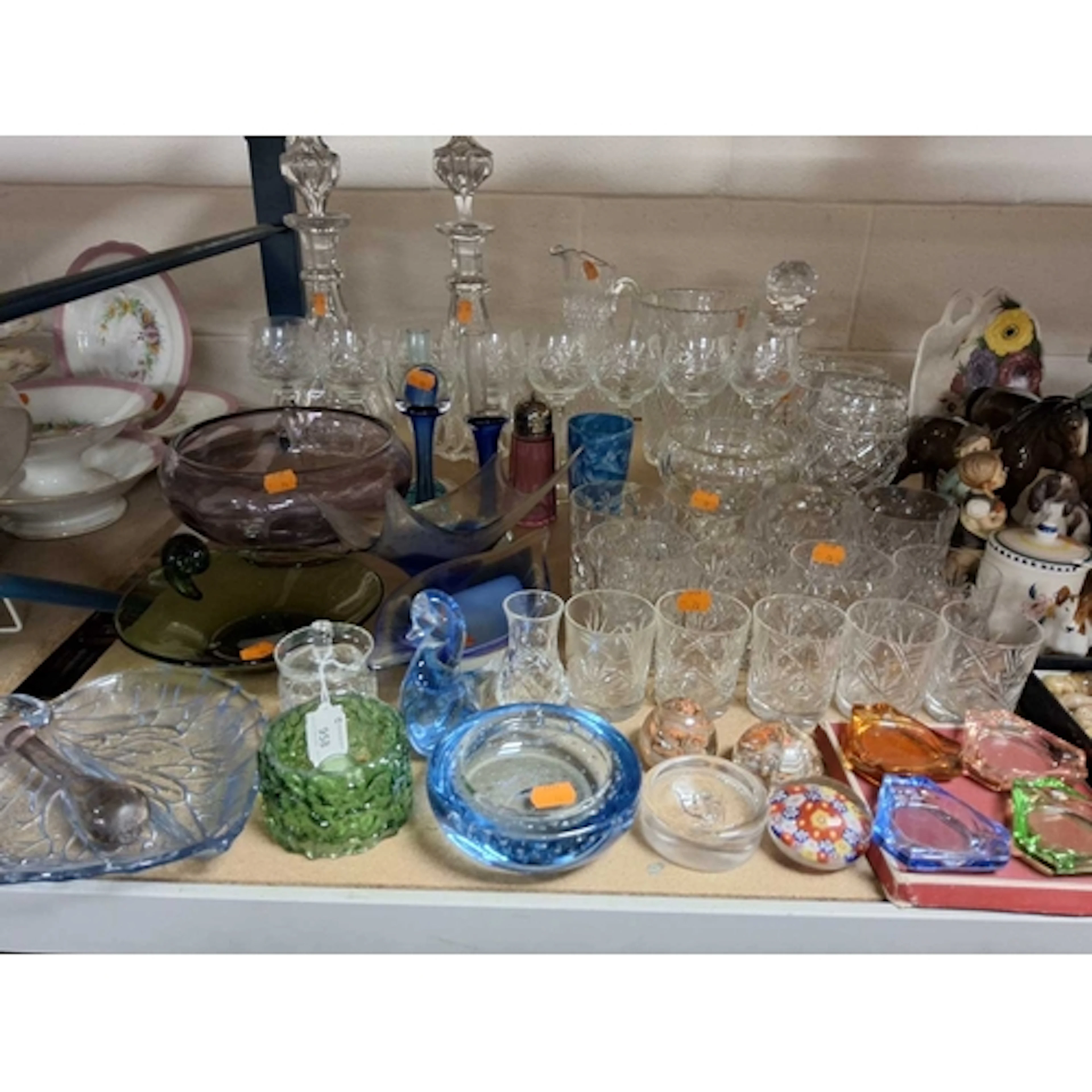 A SMALL GROUP OF HOUSEHOLD GLASSWARE to include a pair of im...